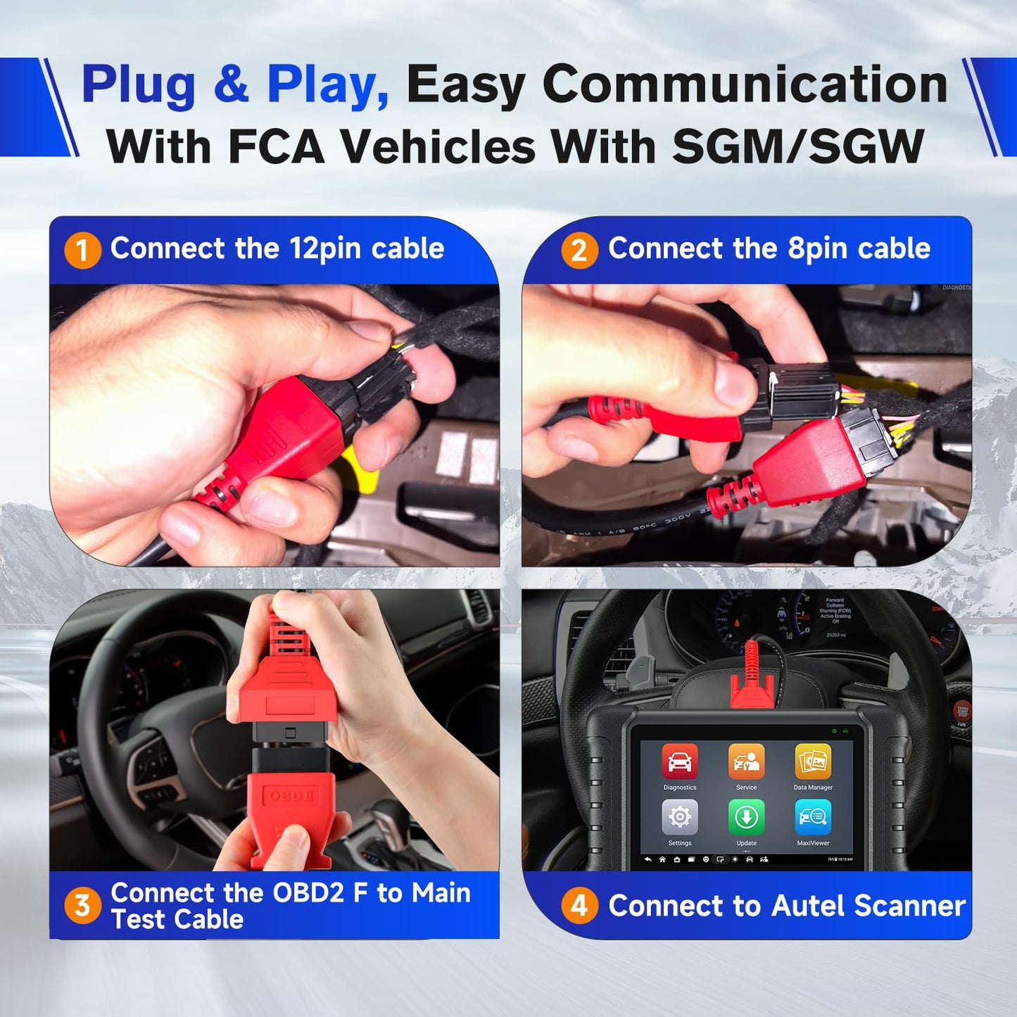 Autel 12+8 OBD2 Adapter Cable for Chrysler FCA SGW Bypass