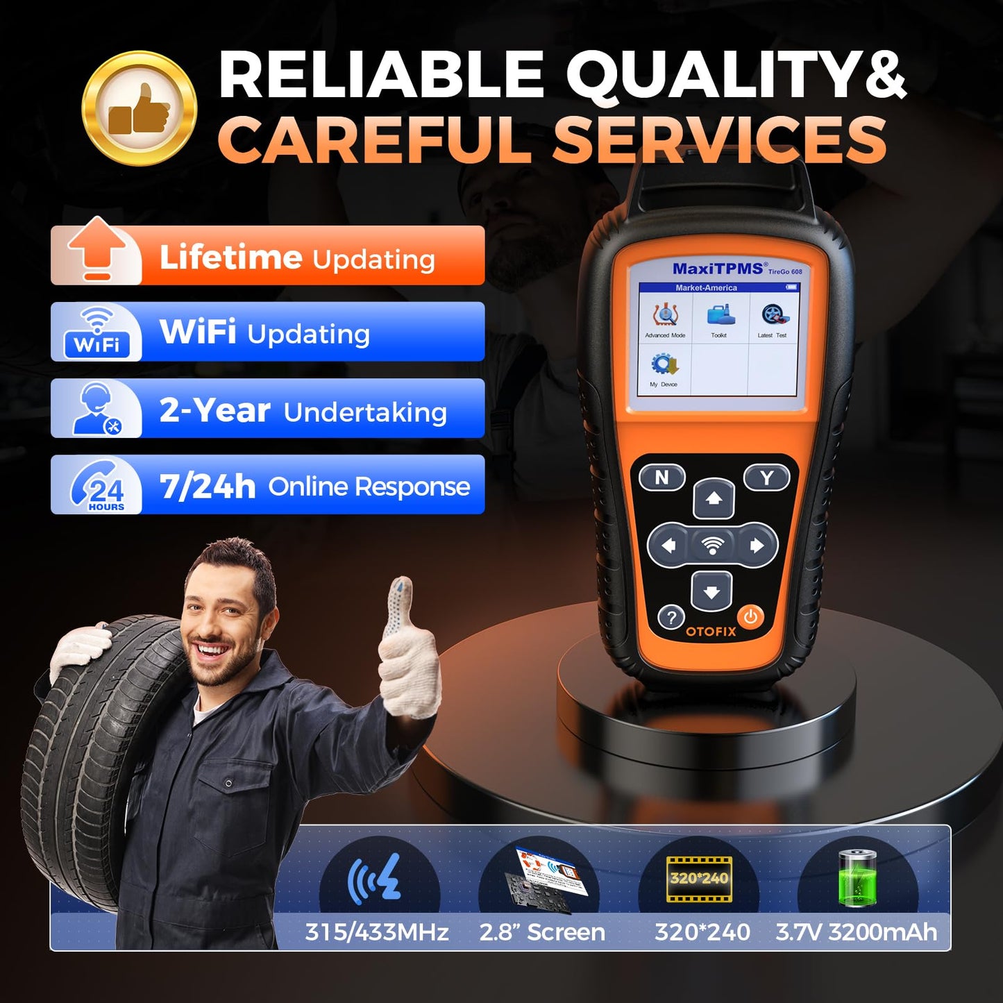 OTOFIX TireGO 808 TPMS Programmer & Diagnostic Tool with Lifetime Updates