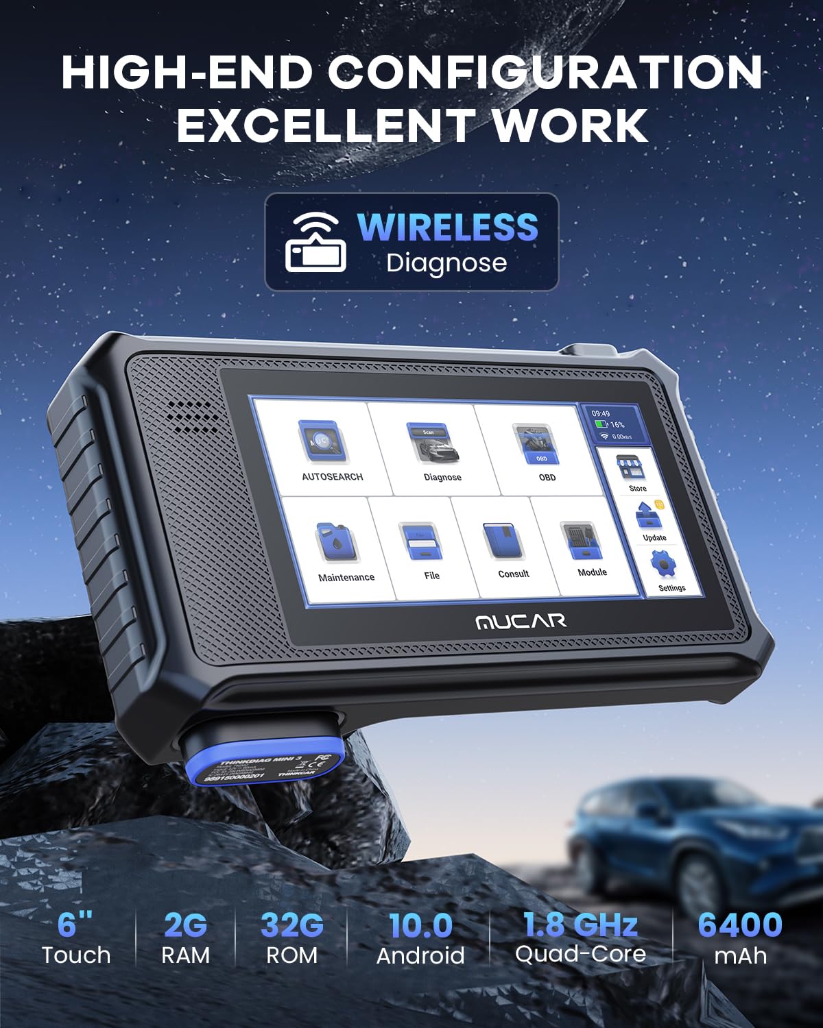 MUCAR VO6 OBD2 Scanner with 28 Reset Services & Wireless Updates