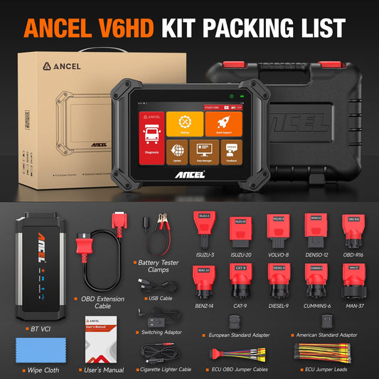 ANCEL V6HD Heavy Duty Truck Scanner 2024 with DPF Regen & ECU Coding