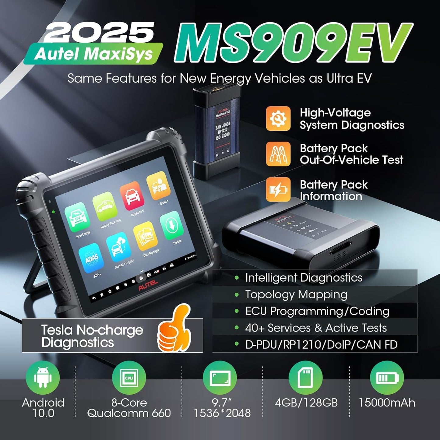 Autel MaxiSys MS909EV – 2025 EV & ECU Diagnostic Scanner