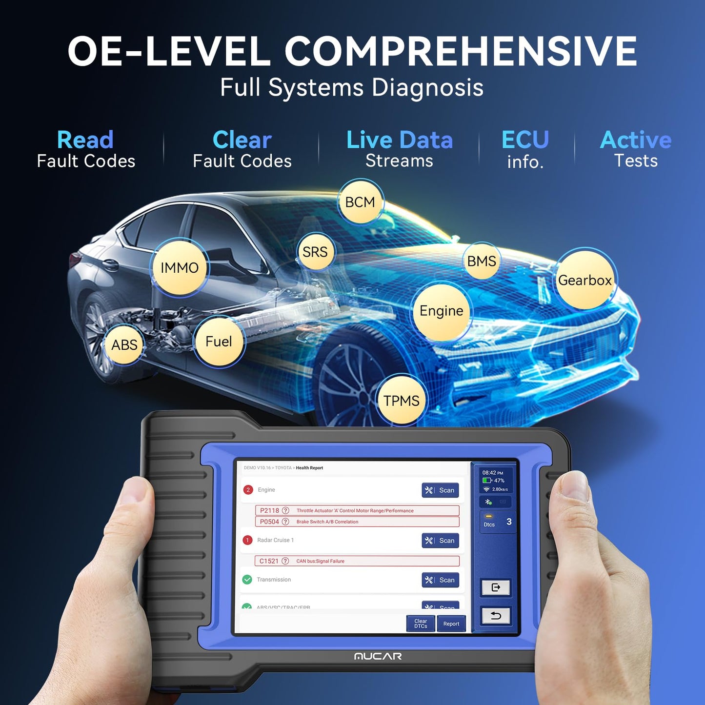 MUCAR VO7 OBD2 Scanner with 28+ Reset & Bidirectional Control