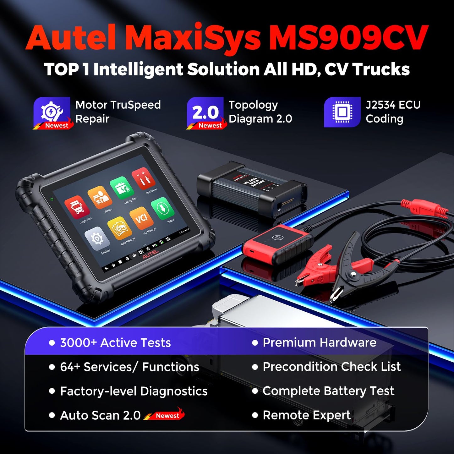 Autel MS909CV Heavy Duty Truck Scanner | 2025 Top CV Diagnostic Tool