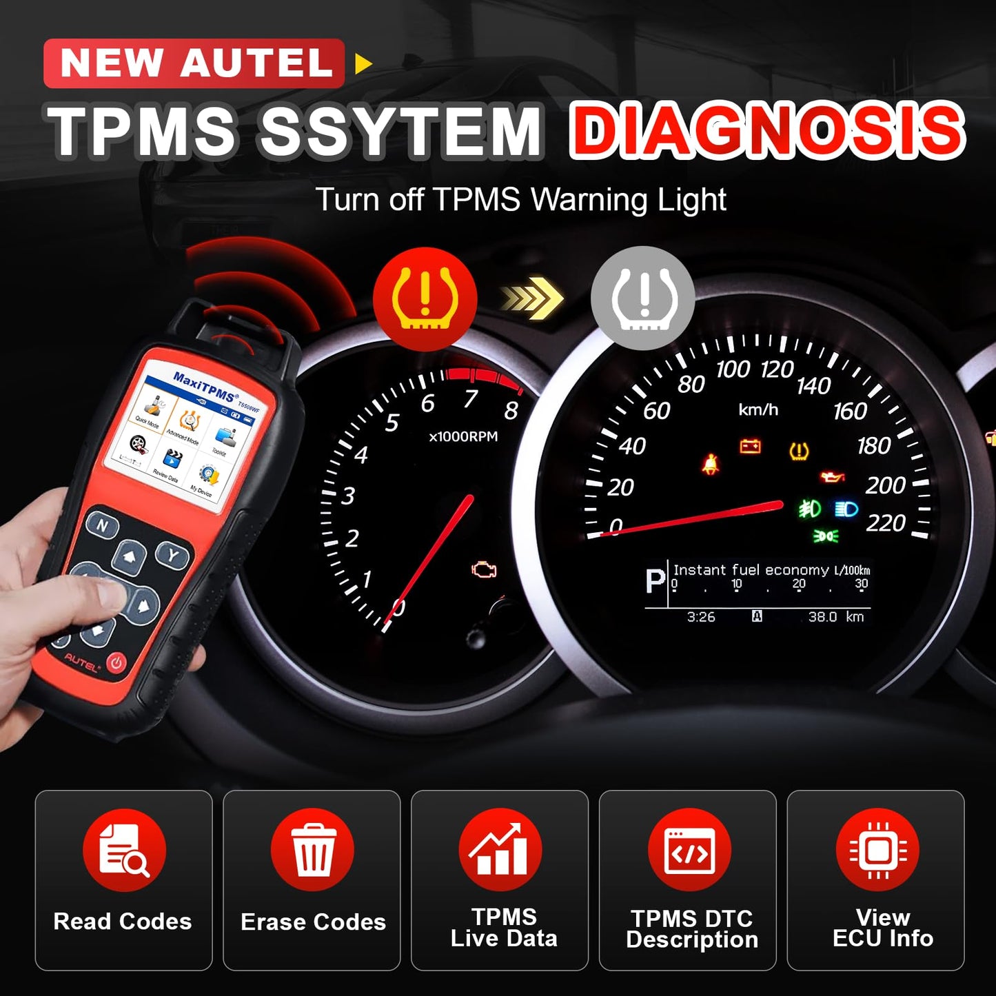 Autel TS508WF TPMS Relearn & Programming Tool (Wi-Fi 2025)