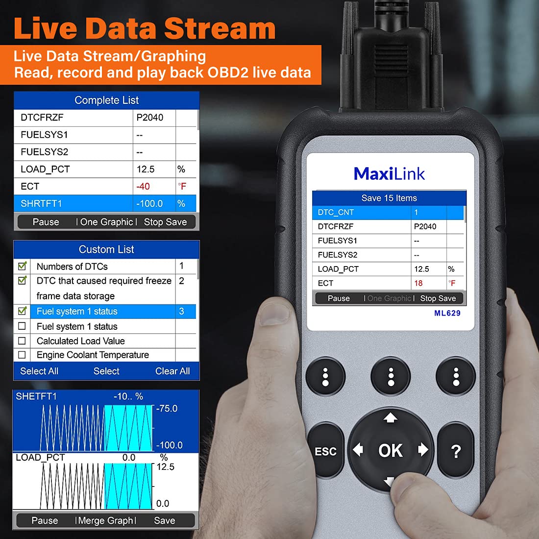 Autel MaxiLink ML629 OBD2 Scanner 2025 | ABS, SRS, Engine, Trans
