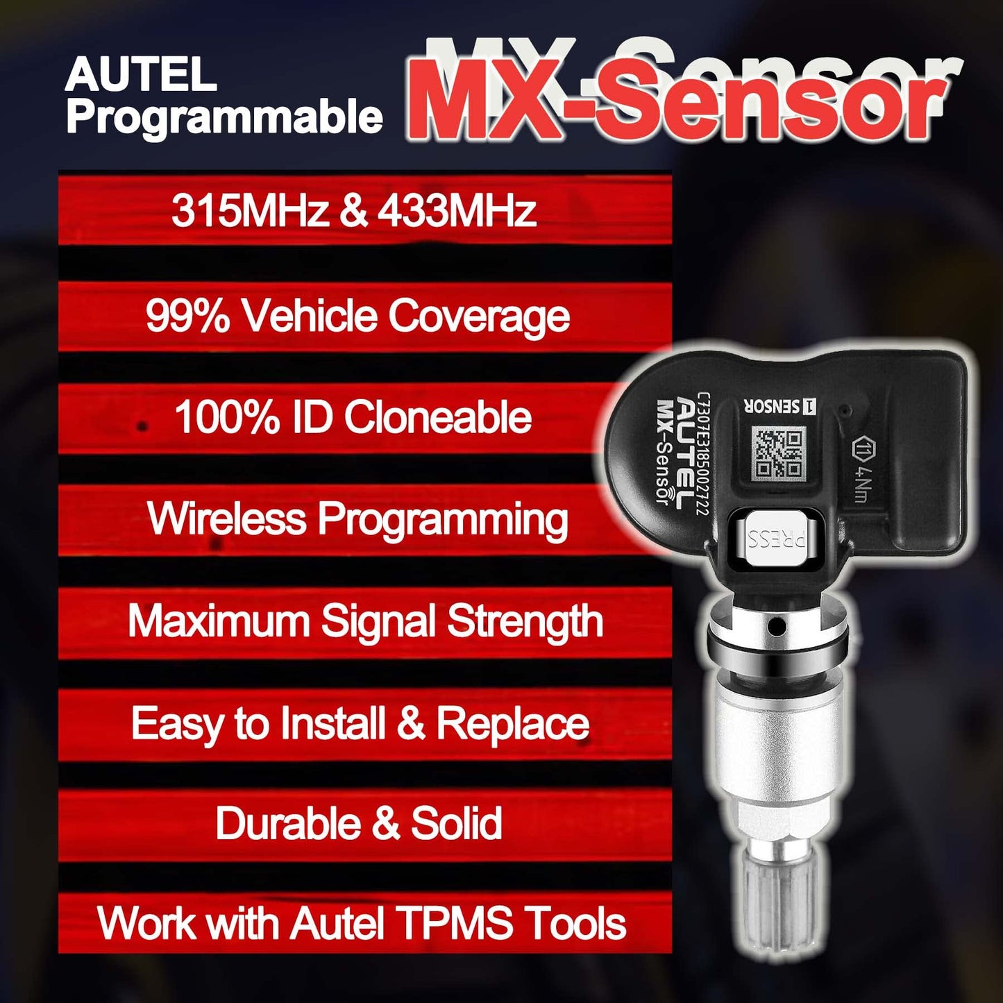 Autel TPMS Sensors Set of 4 – Programmable MX Sensor 315/433MHz