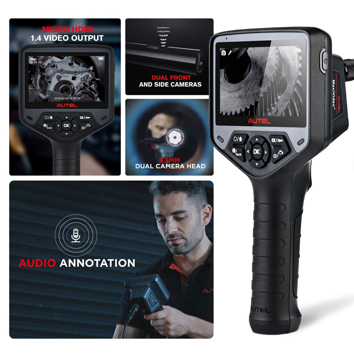 Autel MaxiVideo MV480 Dual-Camera HD Inspection Endoscope Tool