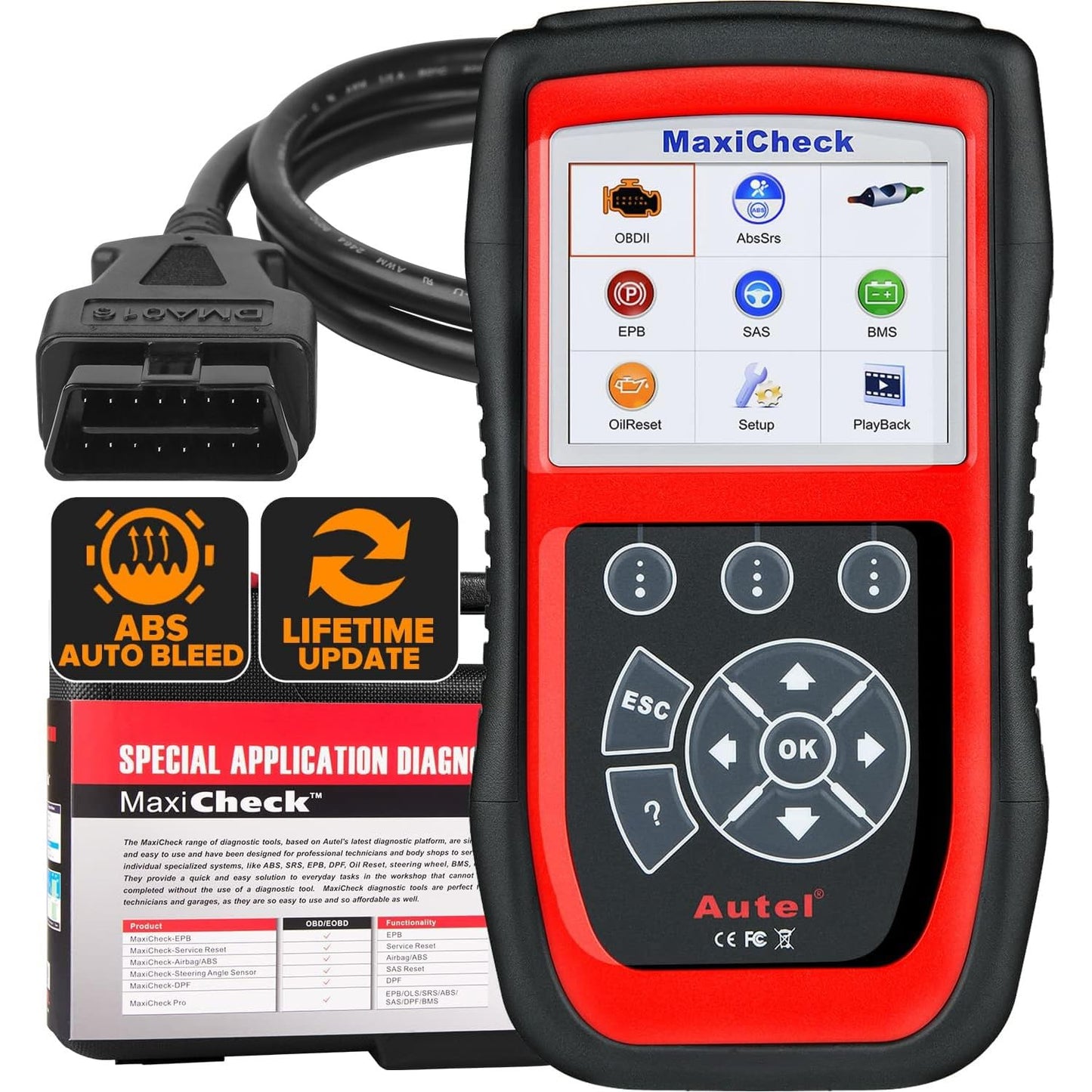 Autel MaxiCheck Pro OBD2 ABS Scanner with Oil Reset & EPB - Lifetime Updates