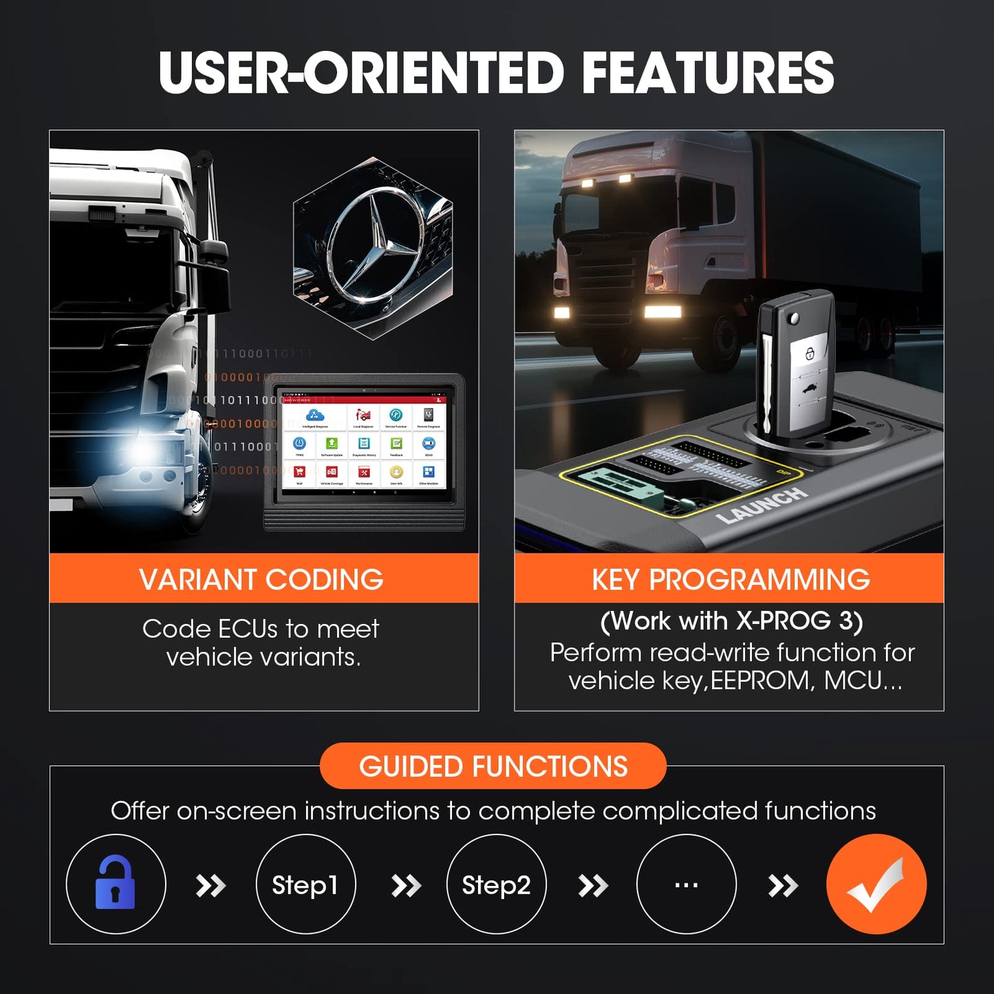 LAUNCH X431 V+ 5.0 Truck Scanner – J2534, ECU Coding, 60 Resets