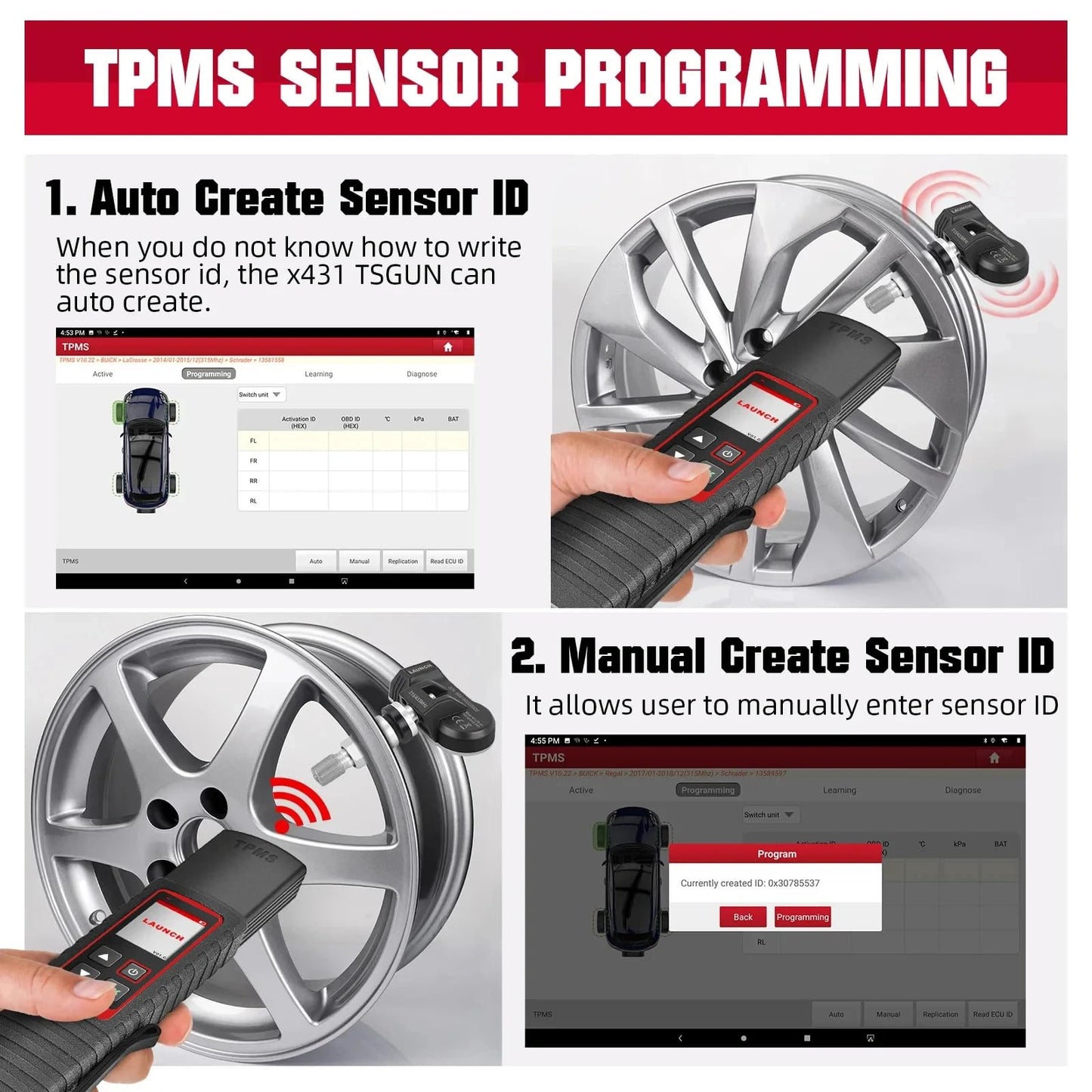 Launch X431 TSGUN PRO TPMS Sensor Activator & Tool