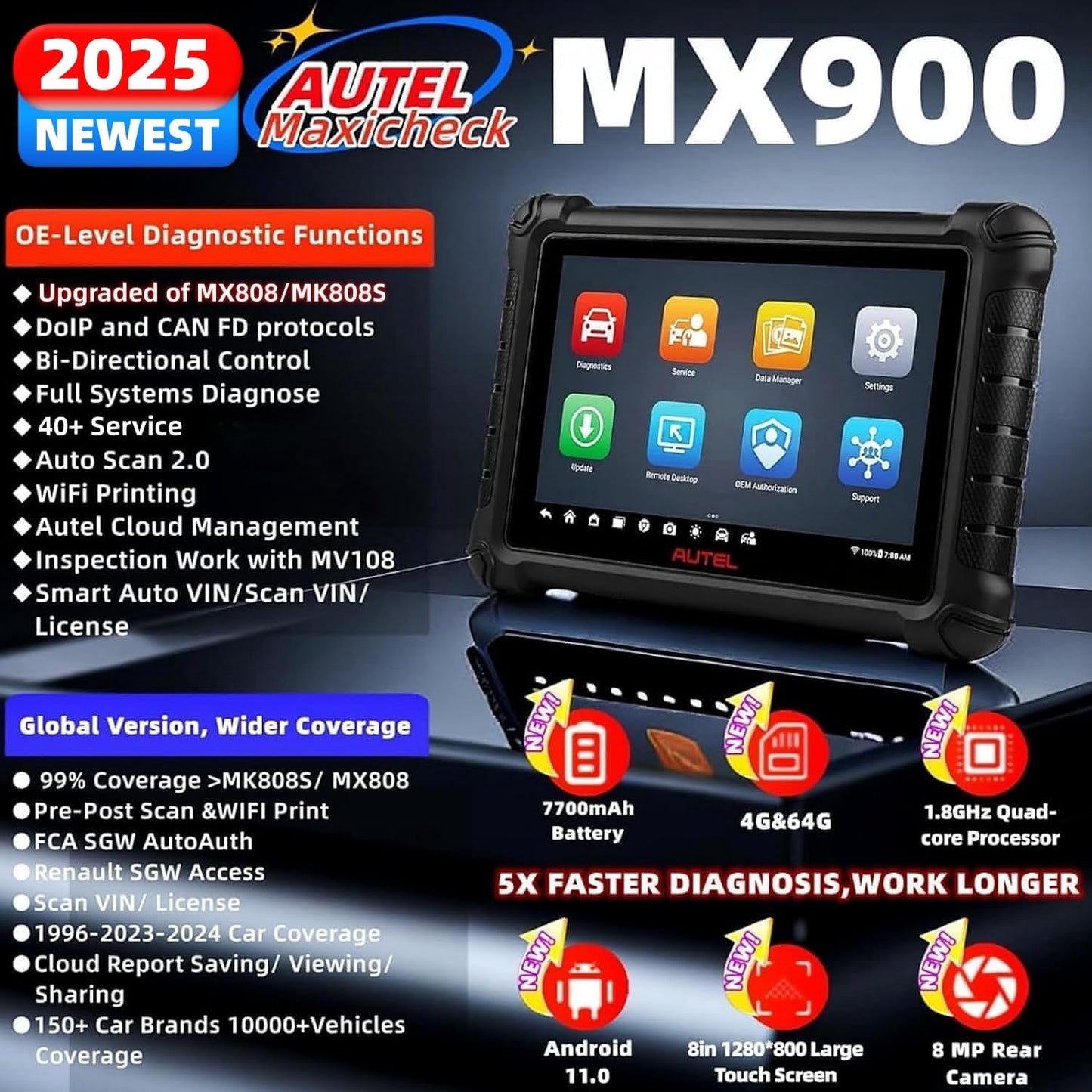 Autel MX900 Scanner – 2025 Bi-Directional OBD2 Diagnostic Tool