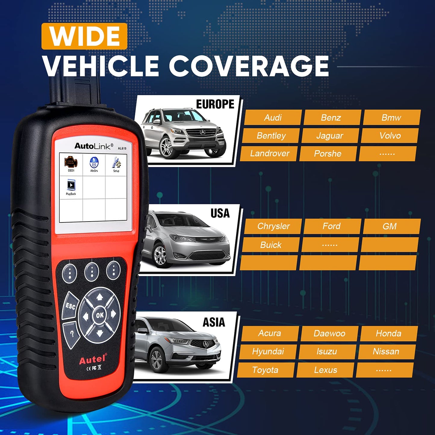 Autel AutoLink AL619 OBD2 Scanner – ABS & SRS Diagnostic Tool 2025