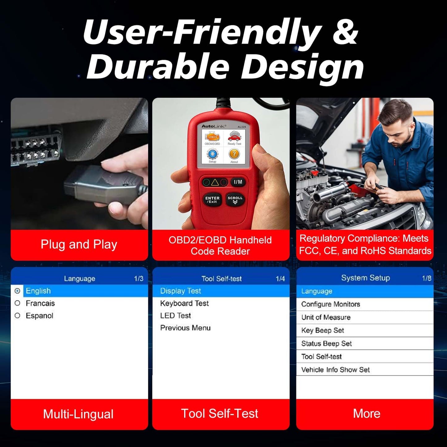 Autel AutoLink AL329 OBD2 Scanner – Auto VIN & MIL Reset Tool