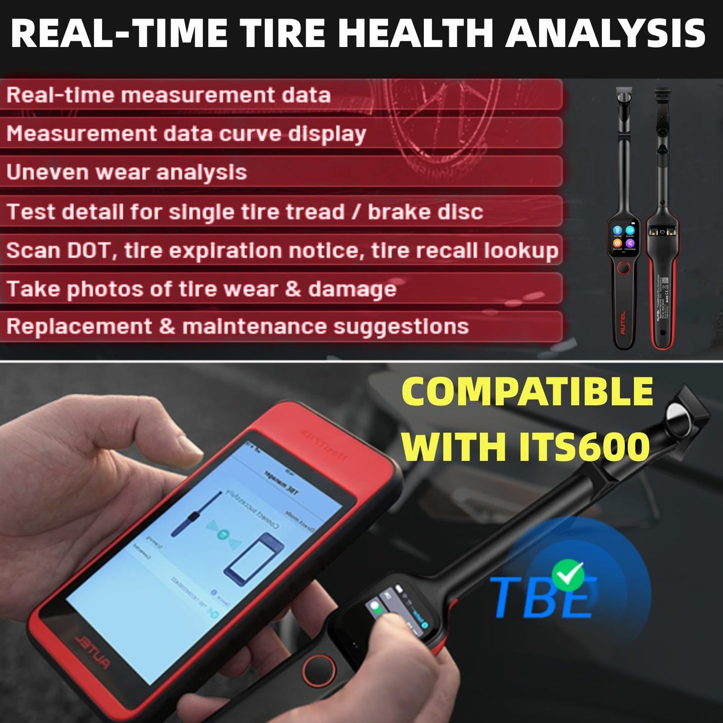 Autel TBE200 Tire Tread & Brake Wear Tester – 2025 Upgrade
