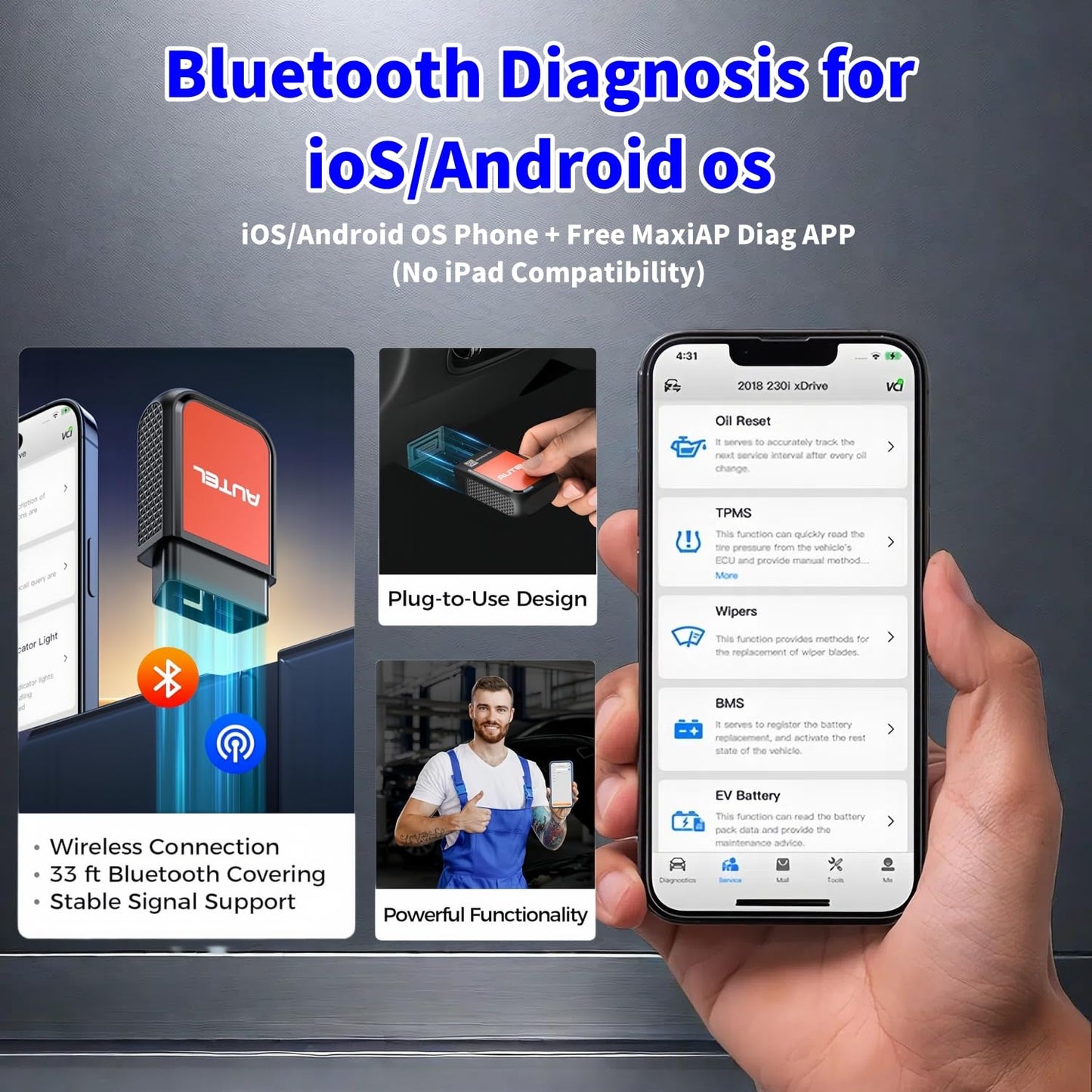 Autel MaxiAP AP2500 Bluetooth OBD2 Scanner for iOS & Android