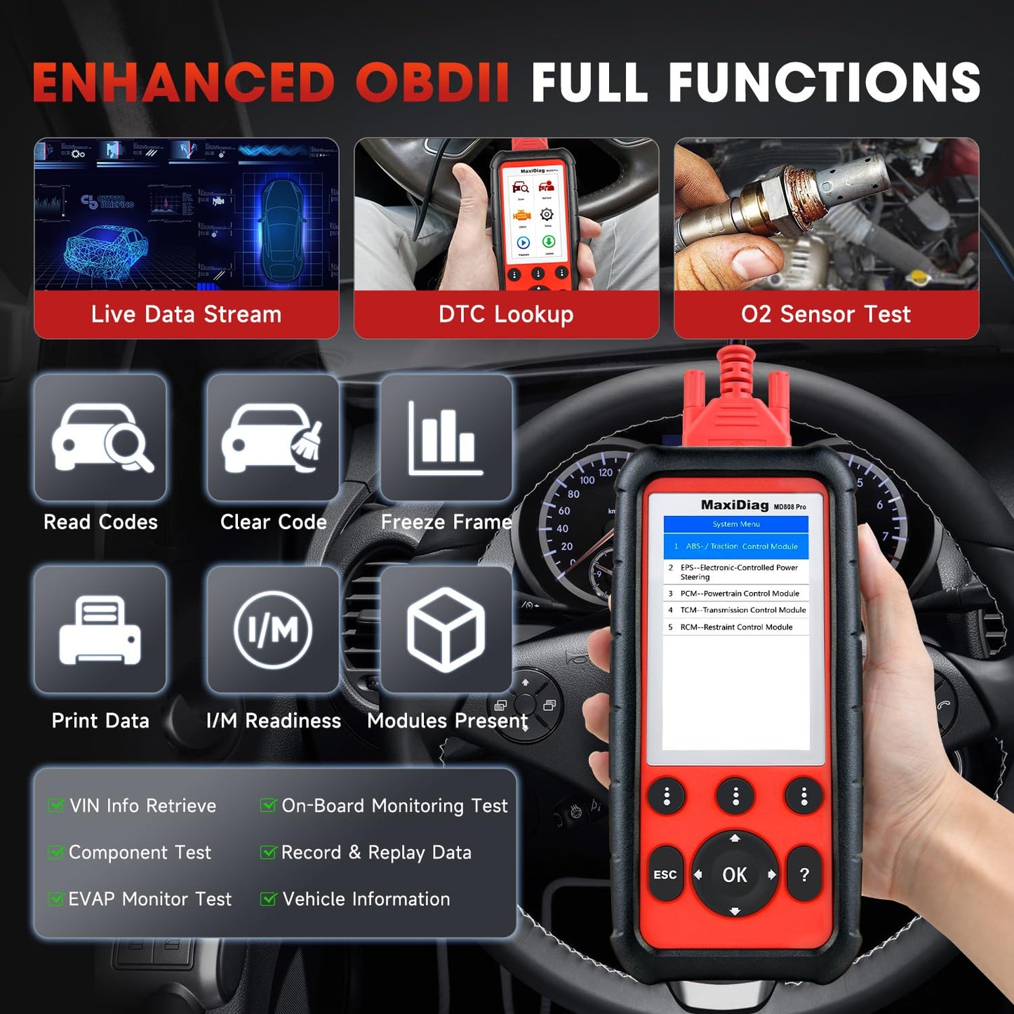 Autel MD808 PRO OBD2 Scanner – All-System Diagnostics & 7 Services