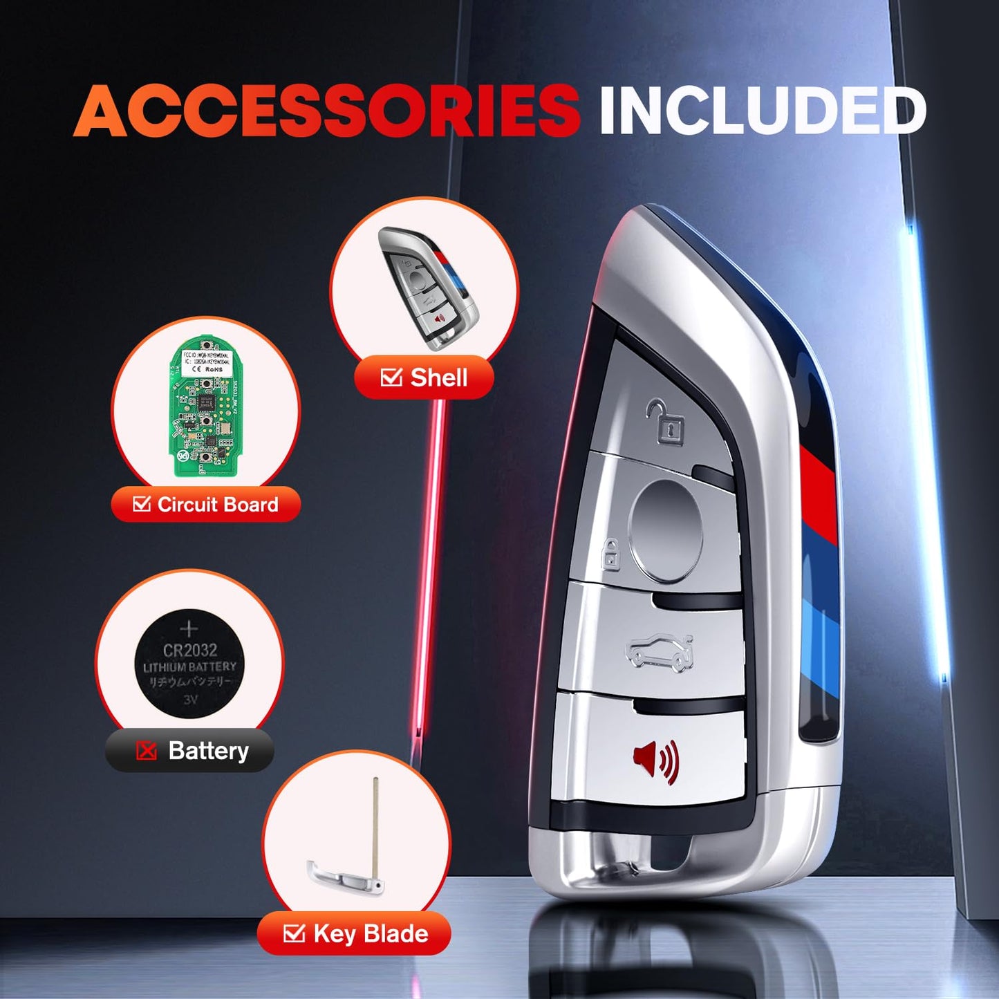 Autel MaxiIM BMW Blank Key 4-Button Remote, Programmable OBD