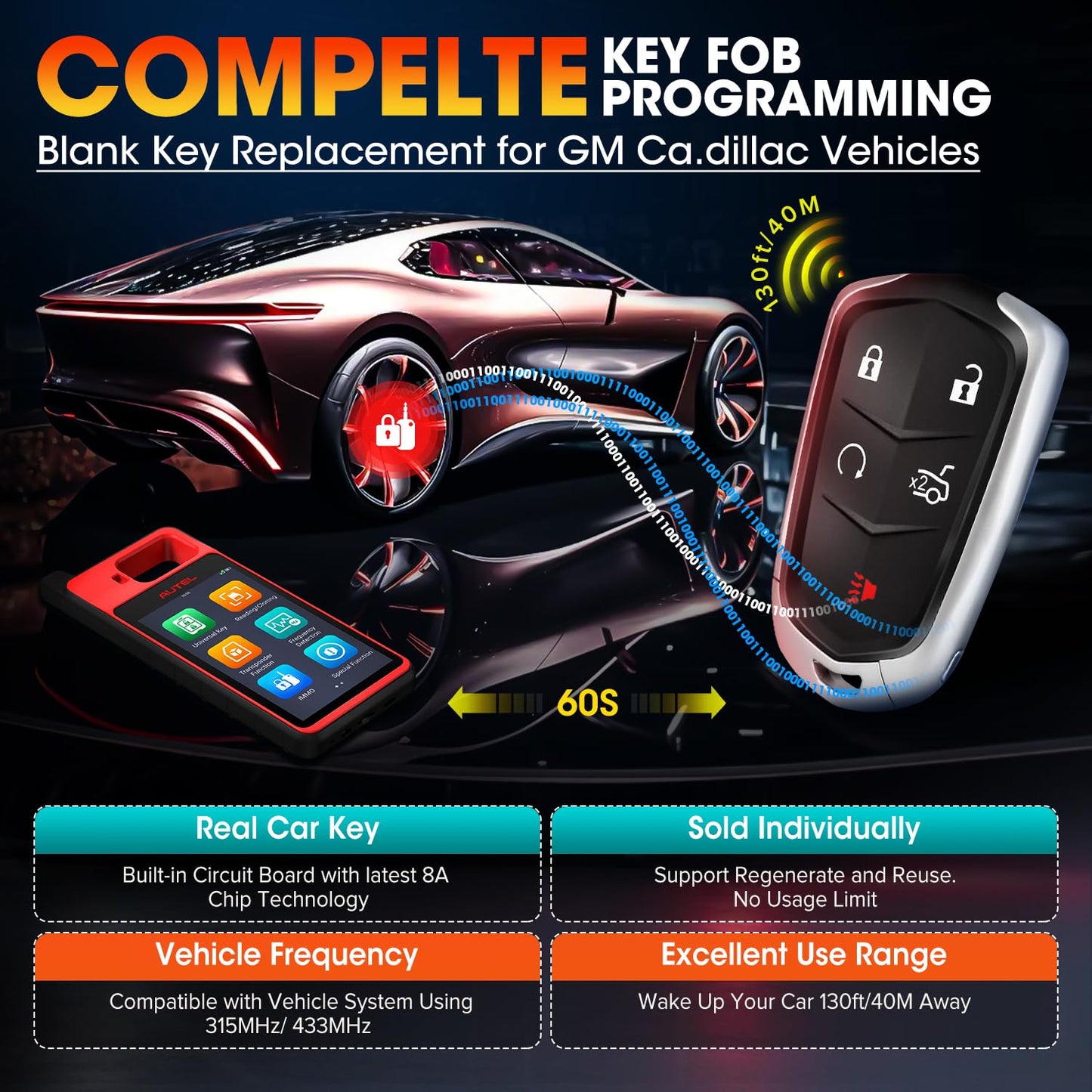 Autel GM 5-Button Programmable Key Fob for Cadillac & Chevy