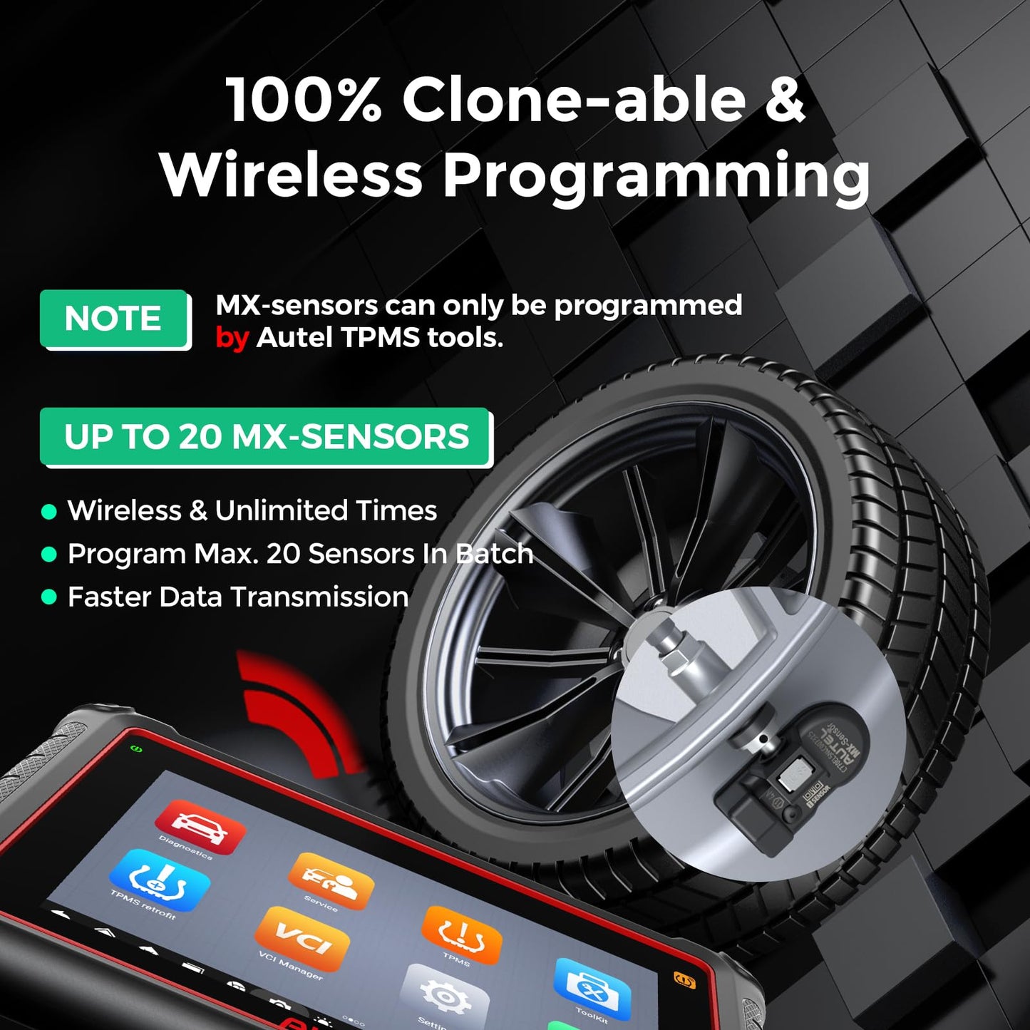 Autel 2-in-1 TPMS Sensors 20-Pack | 315MHz & 433MHz Programmable