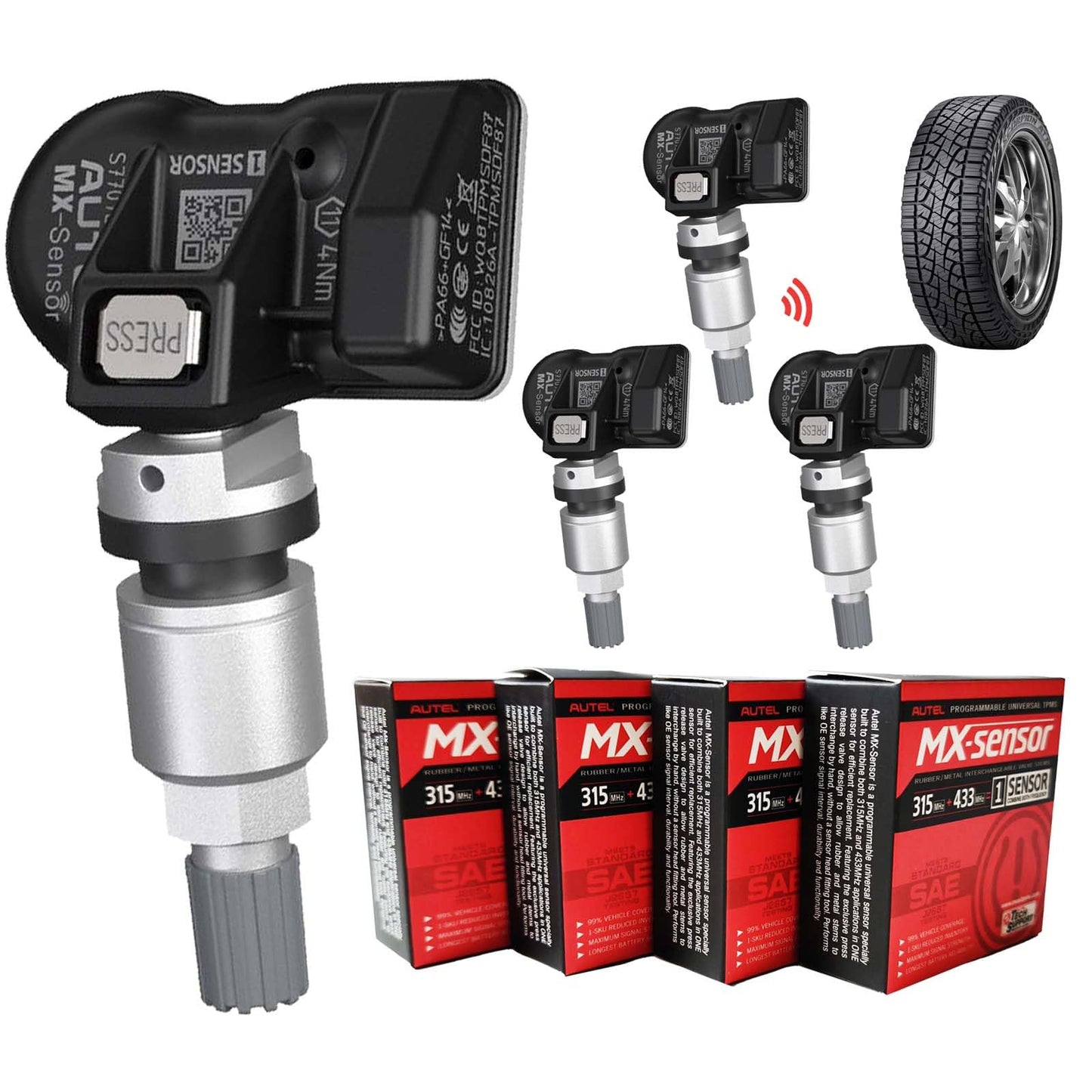 Autel TPMS Sensors Set of 4 – Programmable MX Sensor 315/433MHz