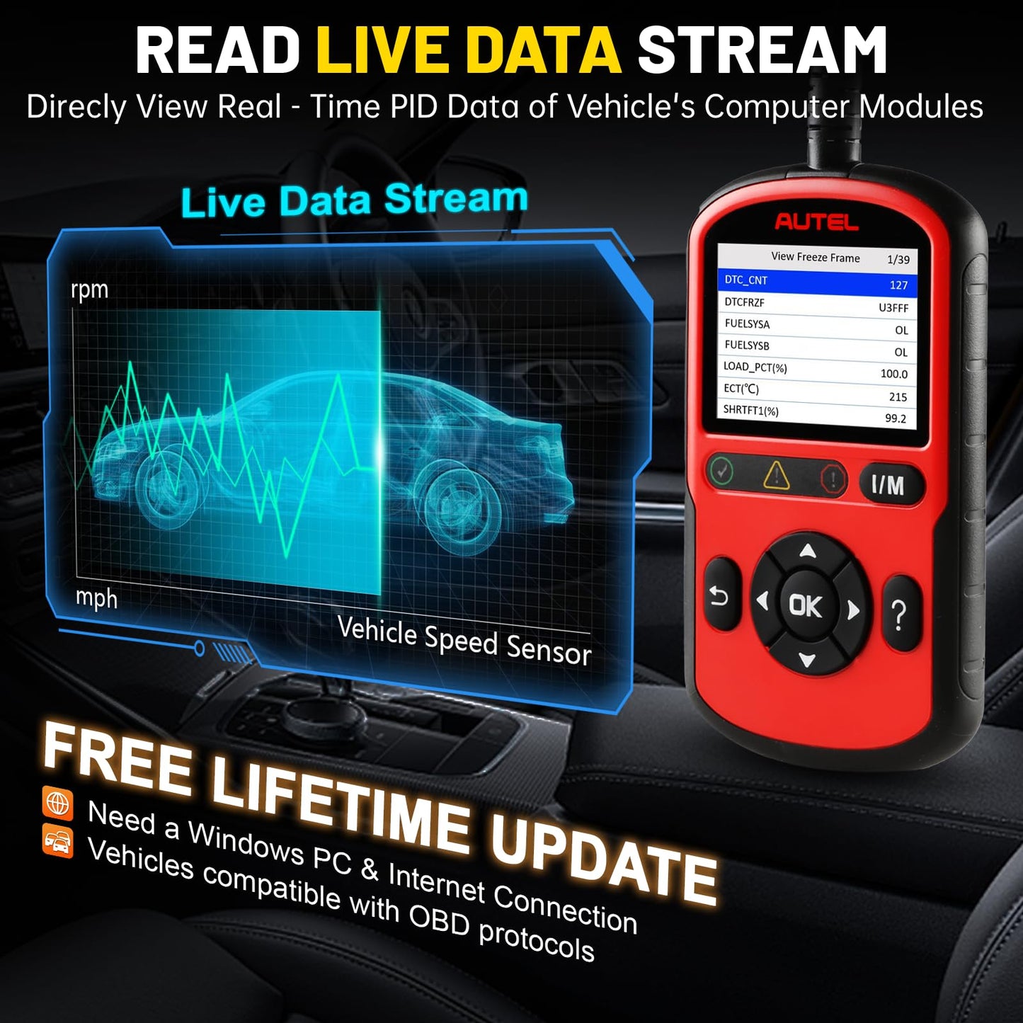 Autel AutoLink AL549 OBD2 Scanner – ABS, Battery Test, Live Data, DTC Reader, 2025 Upgrade of AL519