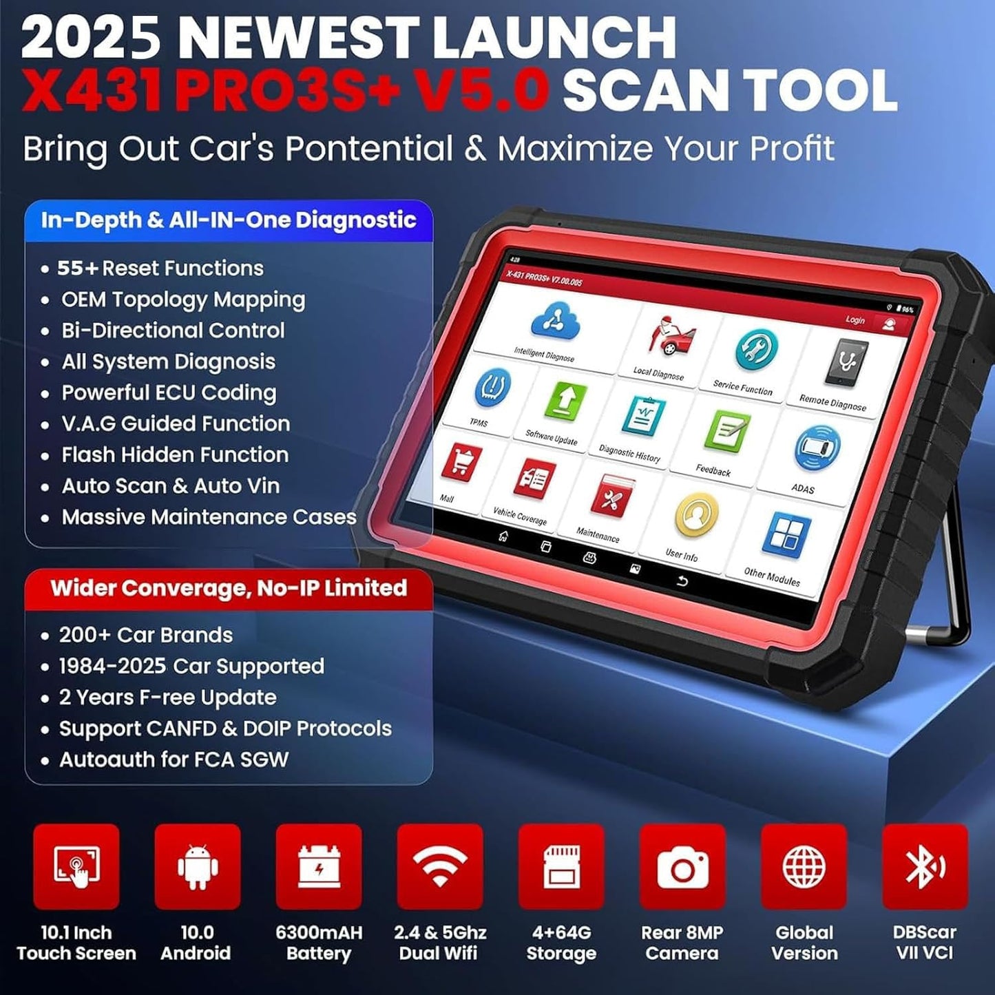 LAUNCH X431 PRO3S+ V5.0 Elite 2025 Scan Tool for Cars & Trucks