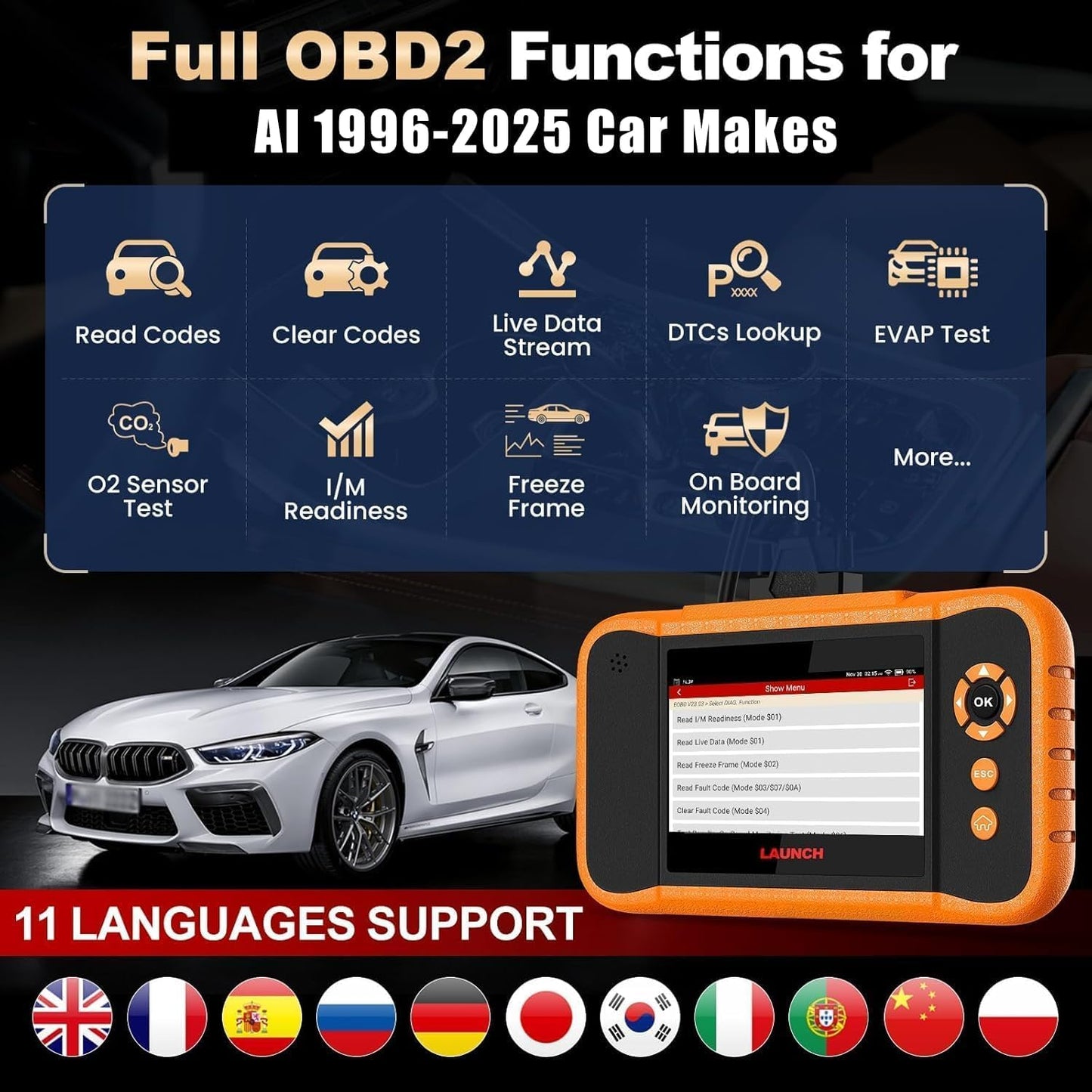 Launch X431 Creader Elite 2.0 OBD2 Scanner for Ford GM Chrysler