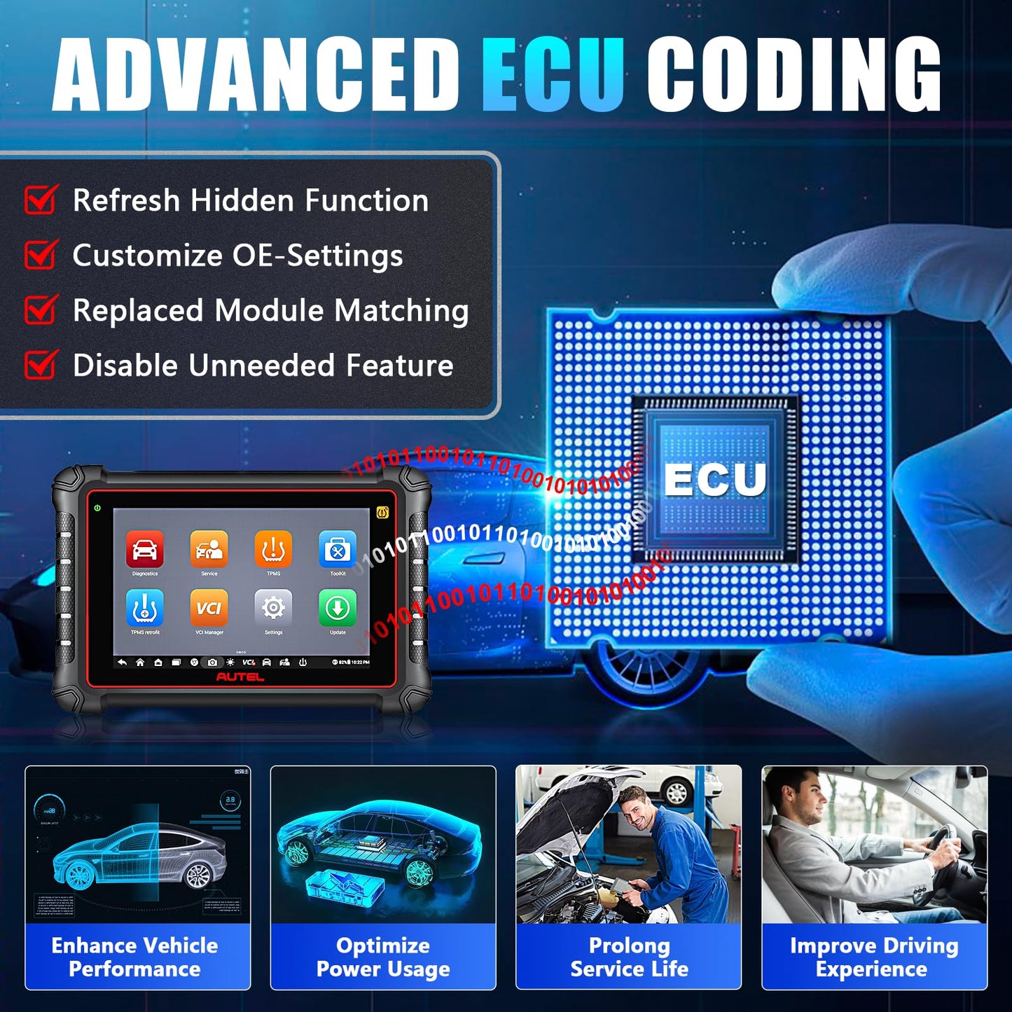 Autel MaxiPRO MP900-TS TPMS ECU Coding Scanner 2024