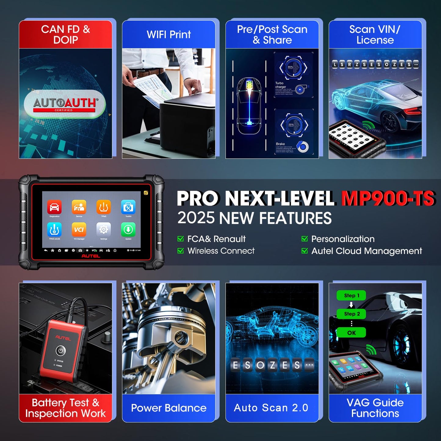 Autel MaxiPRO MP900TS Scanner – 2025 TPMS & ECU Tool