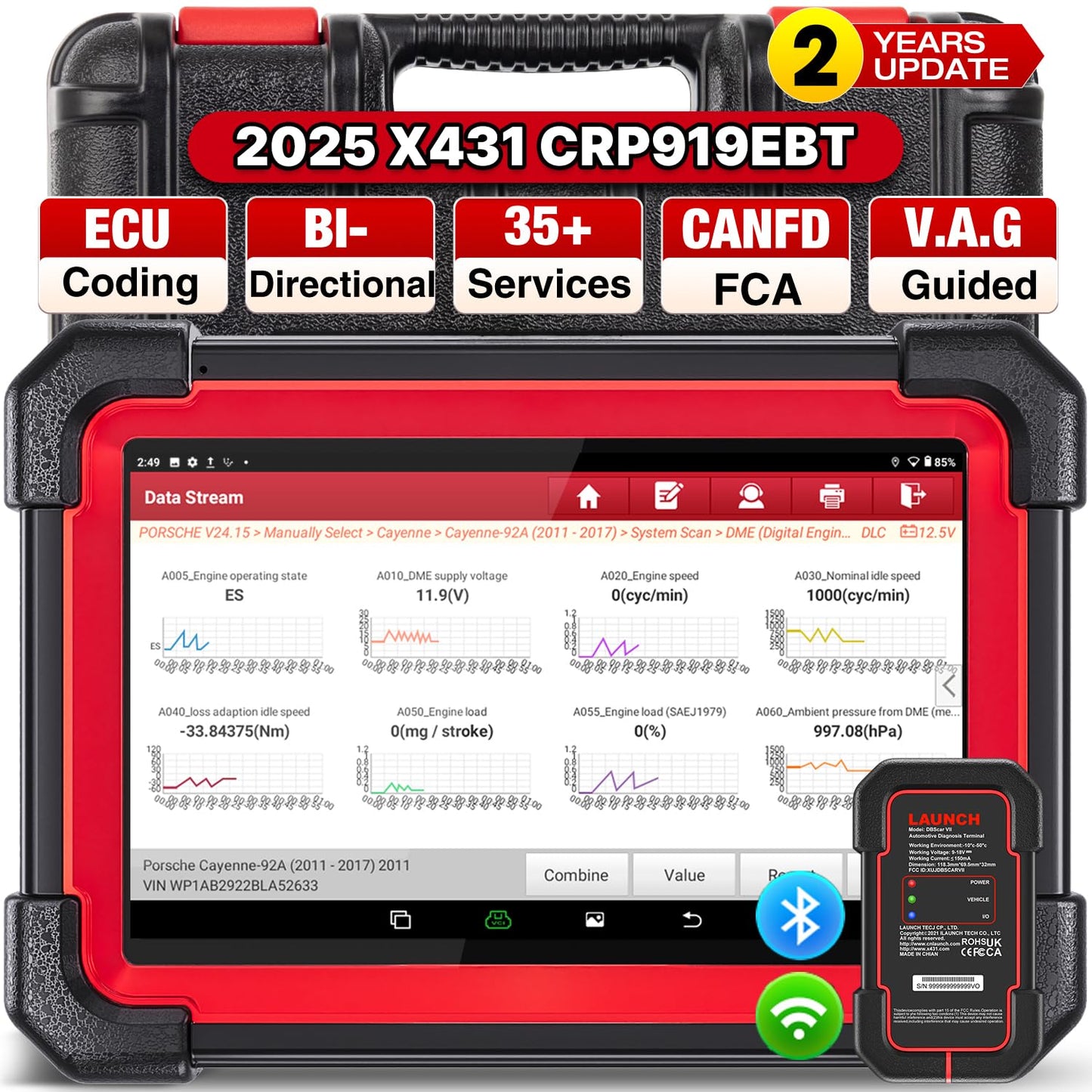 LAUNCH X431 CRP919EBT Elite 2025 Wireless OBD2 Scanner with ECU Coding