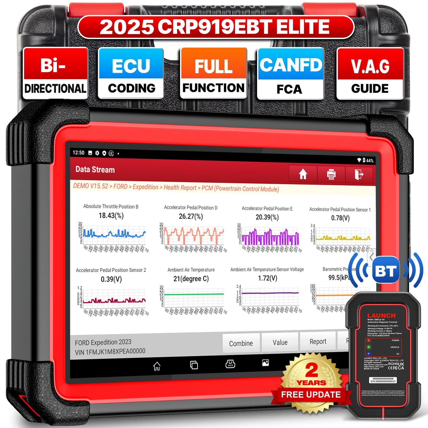 LAUNCH X431 CRP919EBT Elite 2025 OBD2 Scanner | ECU Coding & 35+ Resets