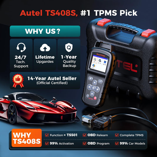 Autel MaxiTPMS TS408S TPMS Relearn Tool with OBD2, Lifetime Updates