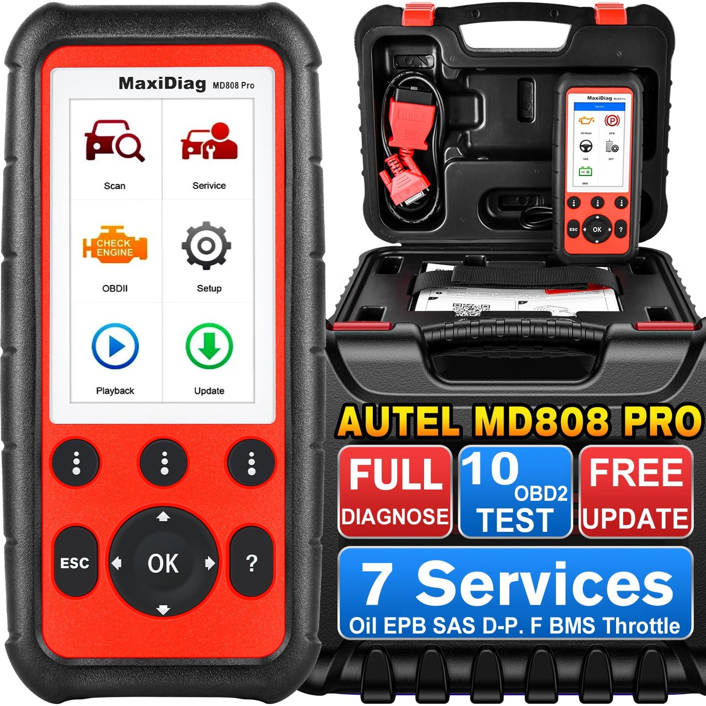 Autel MD808 PRO OBD2 Scanner – All-System Diagnostics & 7 Services