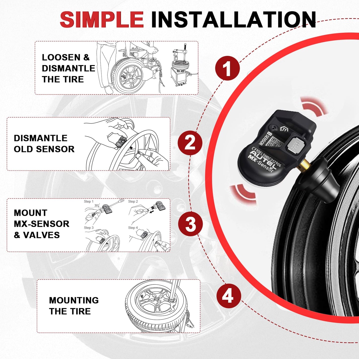 Autel Universal TPMS Sensor Dual Frequency 315MHz & 433MHz