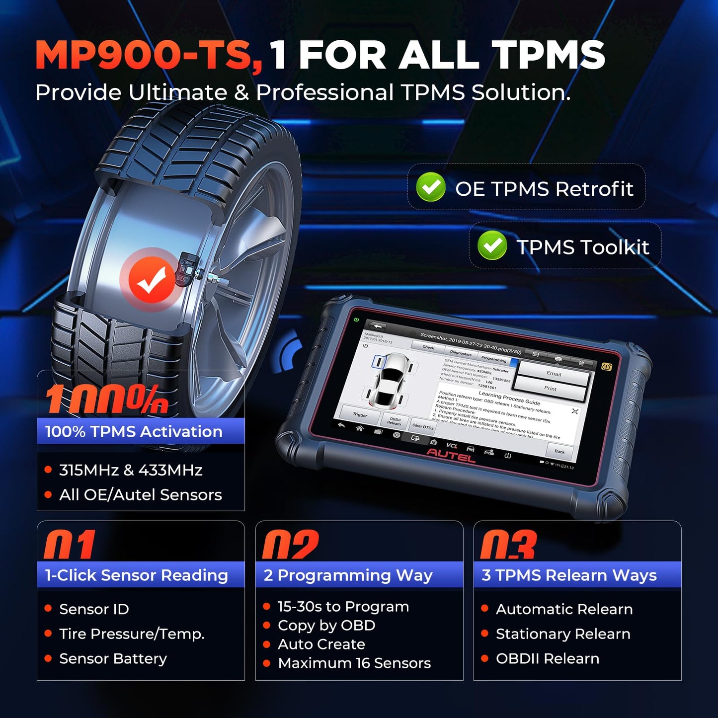Autel MaxiPRO MP900TS Scanner – 2025 All-In-One TPMS & ECU Diagnostic Tool