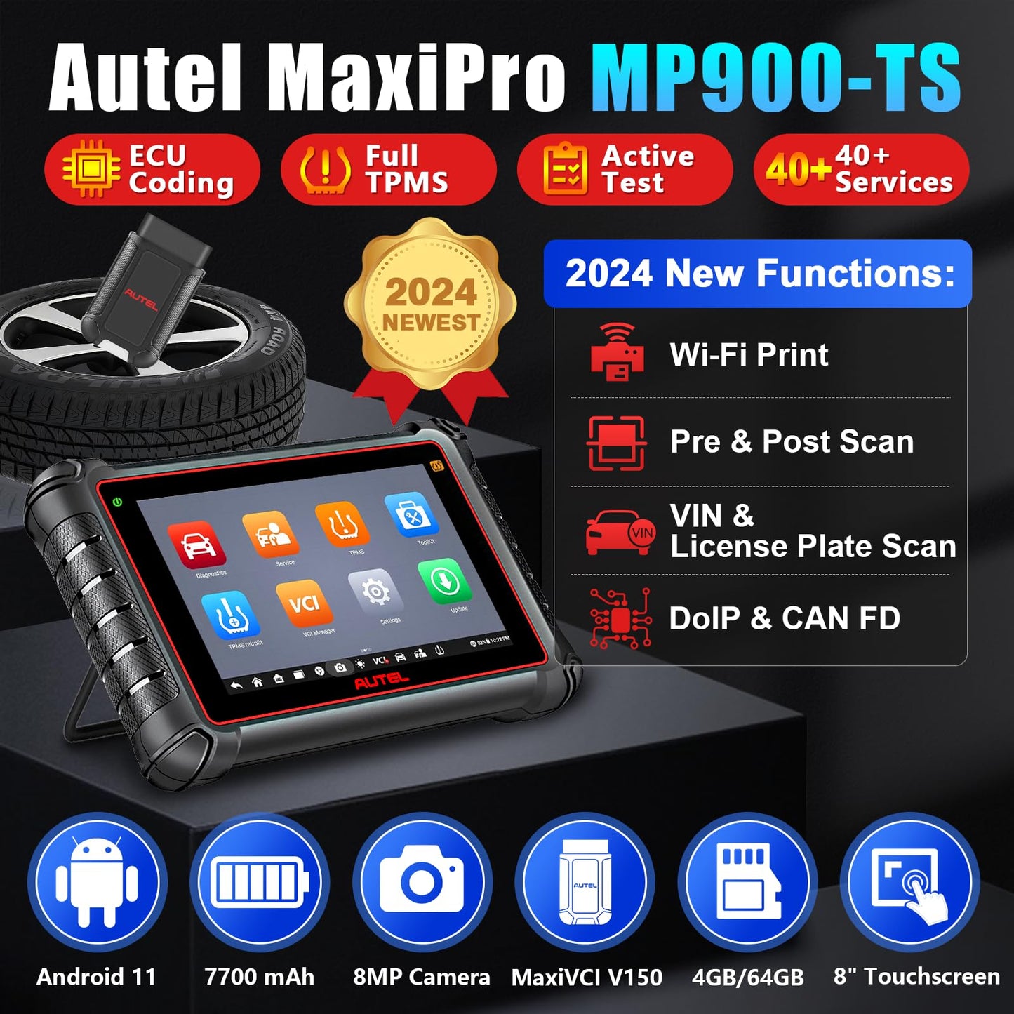 Autel MaxiPRO MP900-TS TPMS ECU Coding Scanner 2024