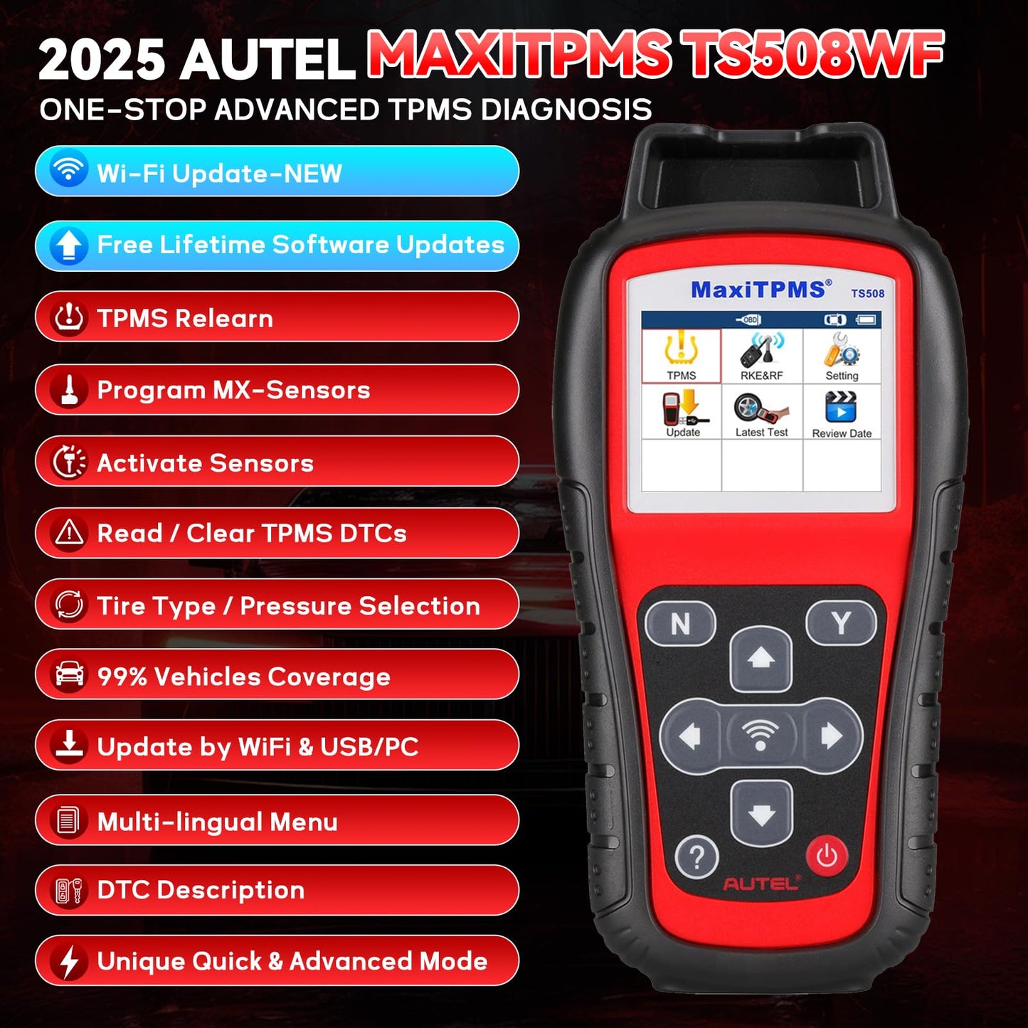 Autel MaxiTPMS TS508WF 2025 – Advanced TPMS Programming Tool