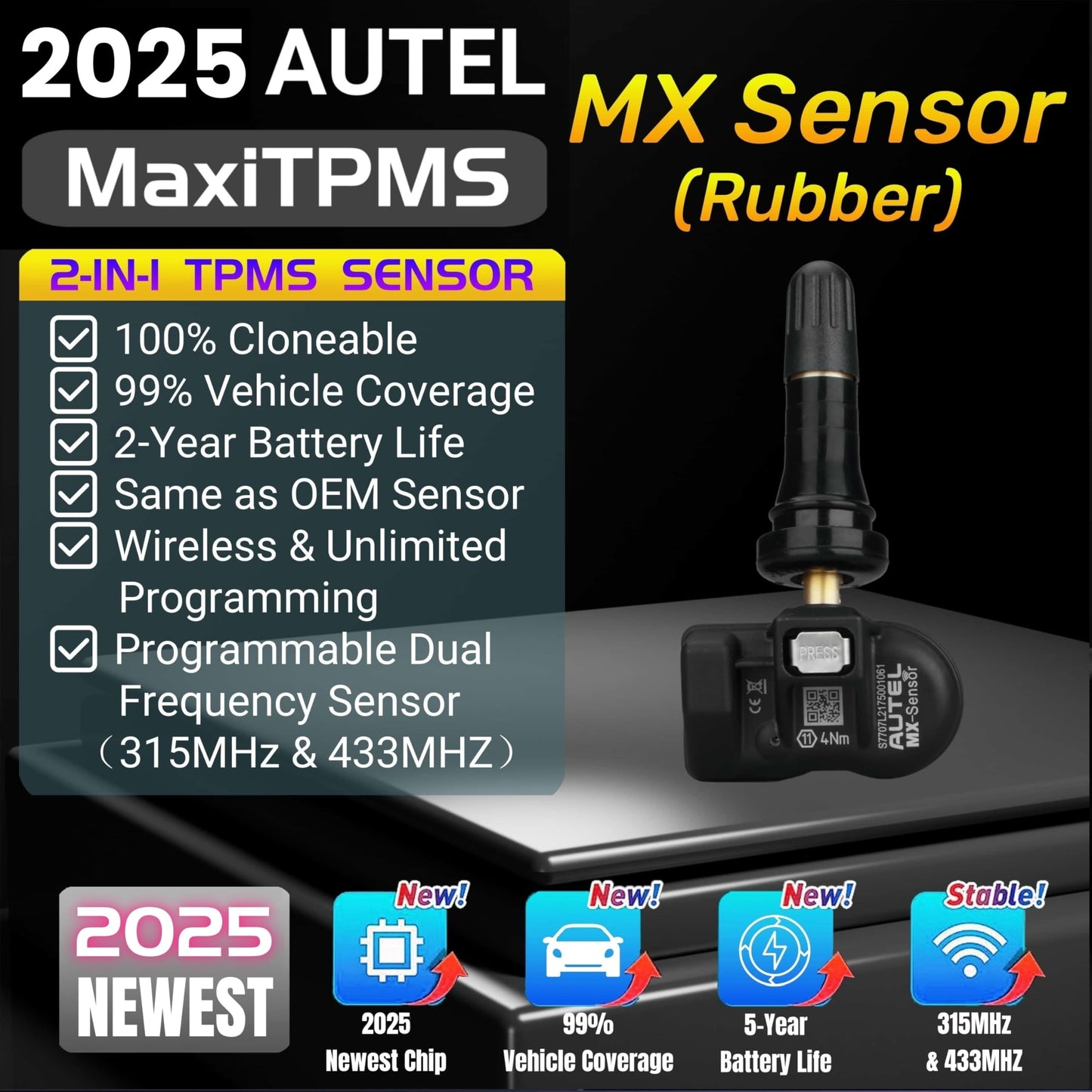 Autel MX-Sensors 20 Pcs TPMS 315/433MHz Pack Rubber Stem