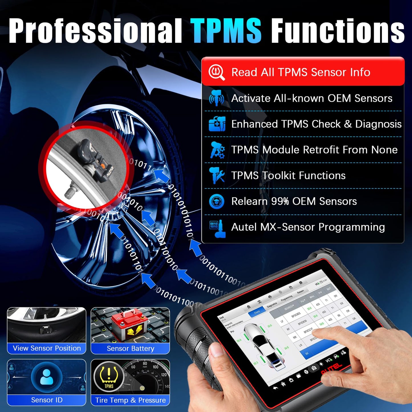 Autel MaxiPRO MP900-TS TPMS ECU Coding Scanner 2024