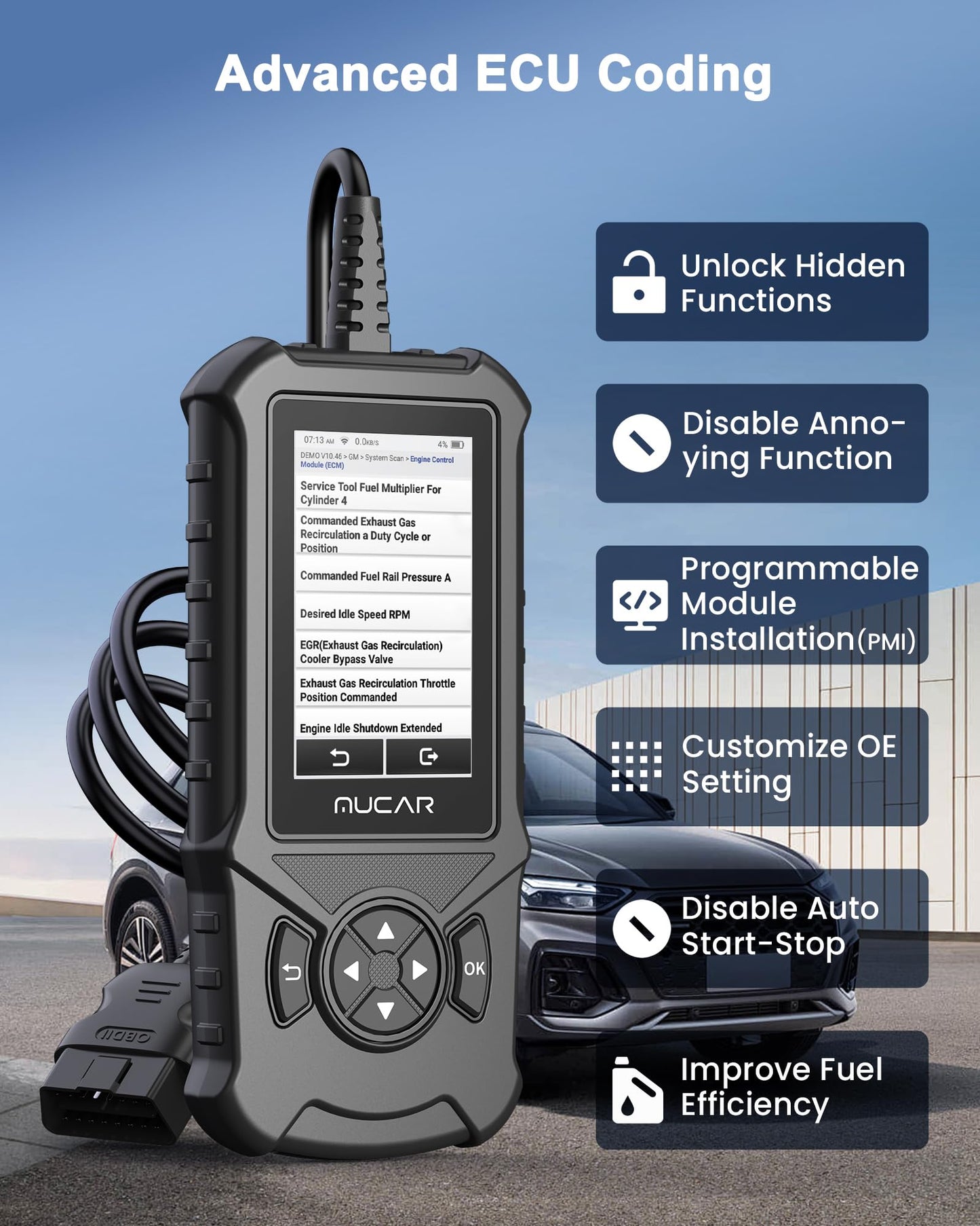 MUCAR CDE900S GM Bi-Directional OBD2 Scanner with 40+ Reset Services