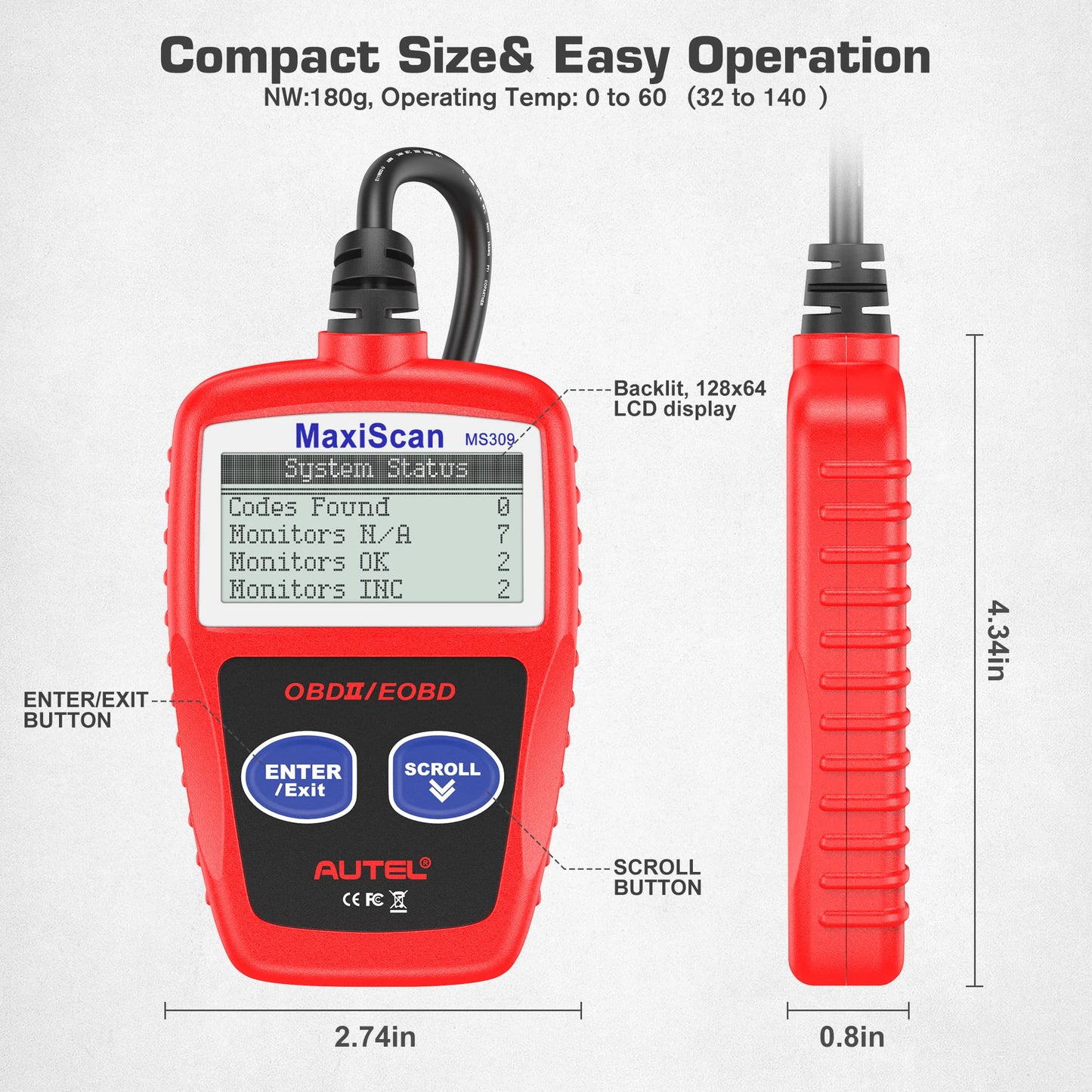 Autel MaxiScan MS309 OBD2 Code Reader for Check Engine Light