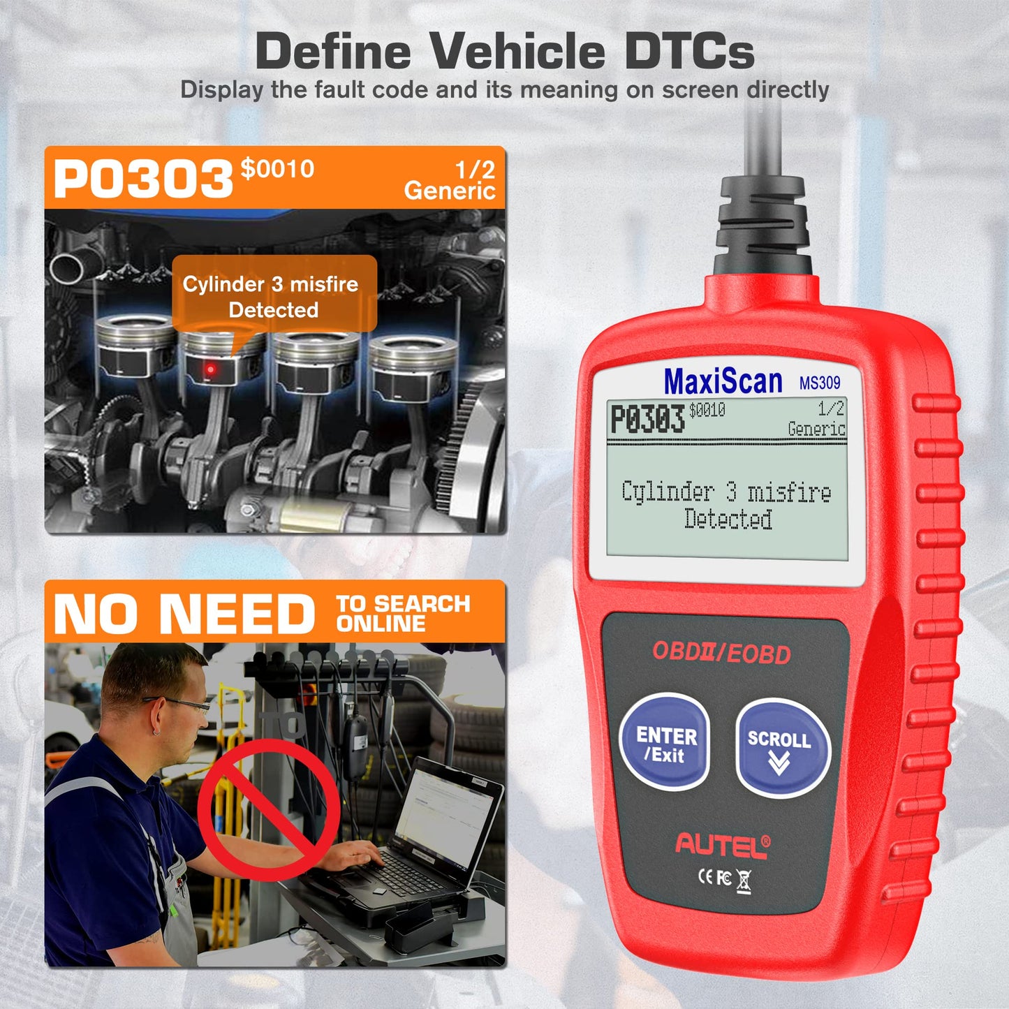 Autel MaxiScan MS309 OBD2 Code Reader for Check Engine Light