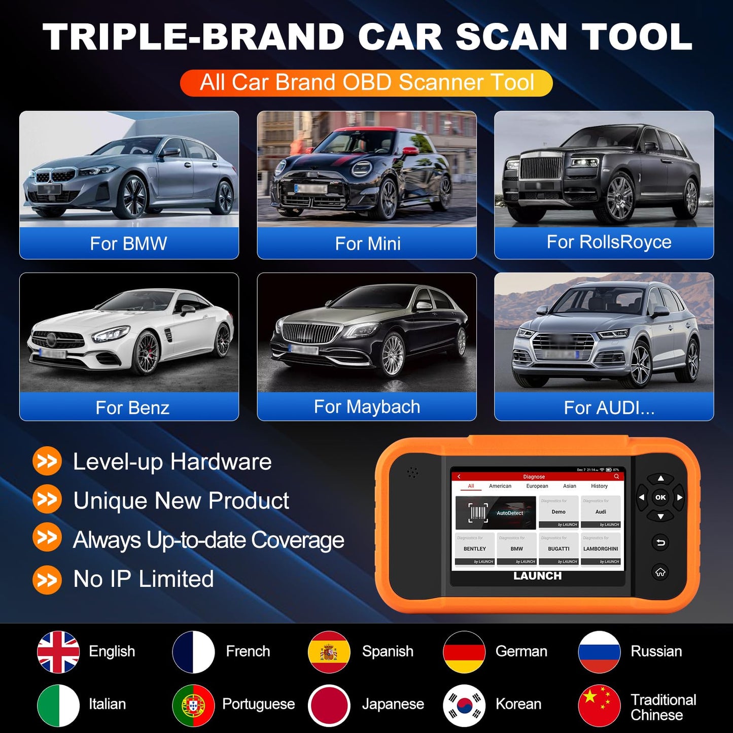 LAUNCH X431 Creader Elite BBA 2.0 BMW Benz VW Audi Scanner 2025