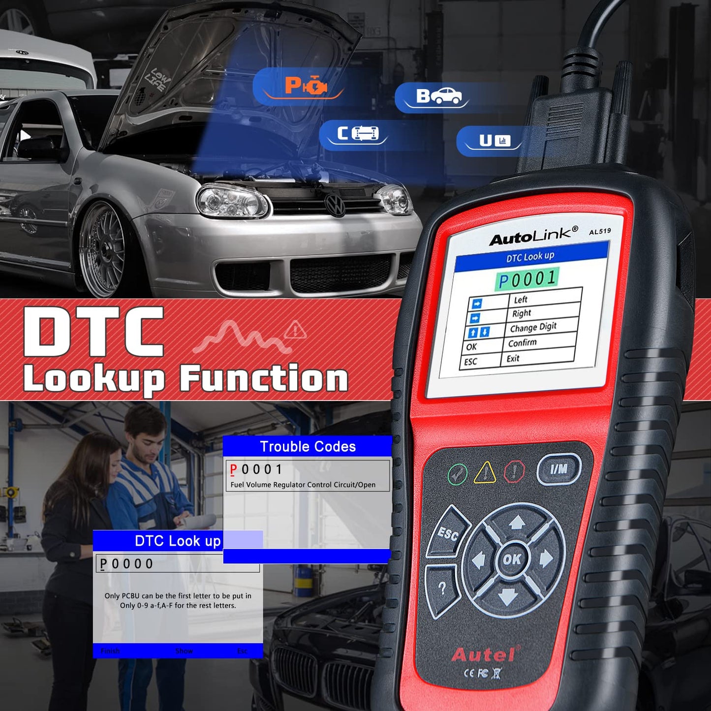 Autel AL519 OBD2 Scanner – Full Mode 6 CAN Code Reader