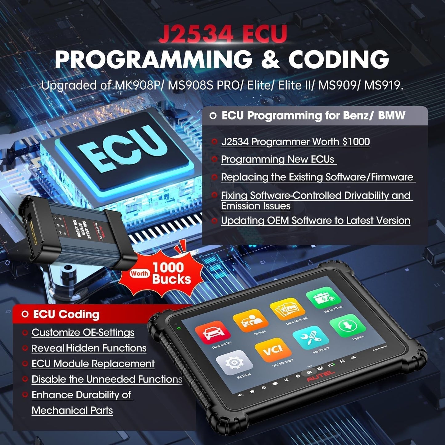 2025 Autel MaxiCOM Ultra Lite Scanner – Advanced ECU Coding & 40+ Services