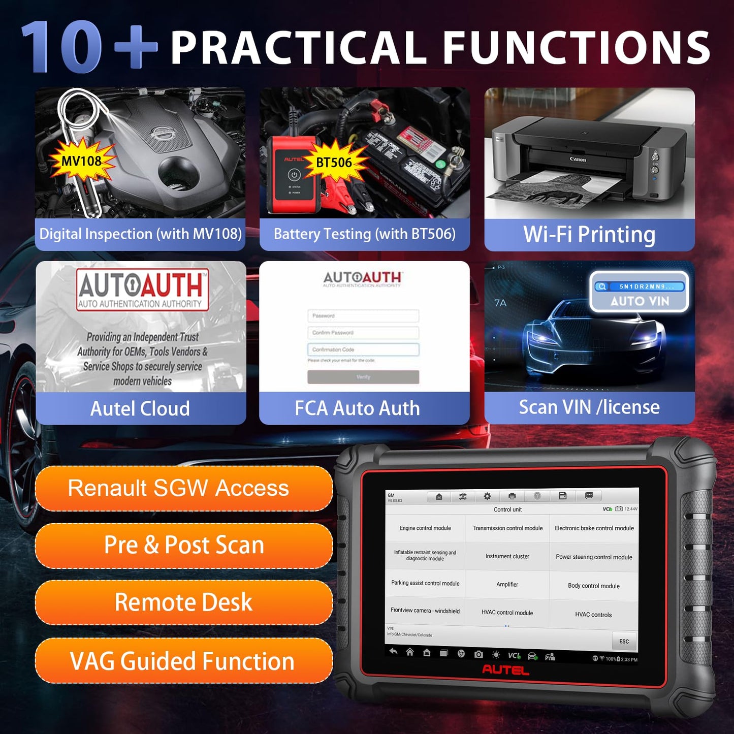 Autel MaxiPRO MP900Z-BT 2025 ECU Coding Scanner with MV108