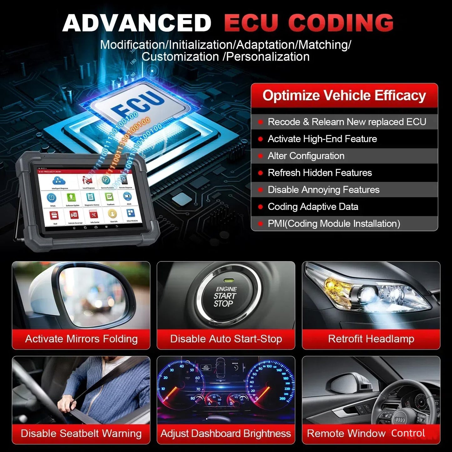 Launch X431 PRO3 ACE Elite 2025 OBD2 Scanner with 55+ Resets