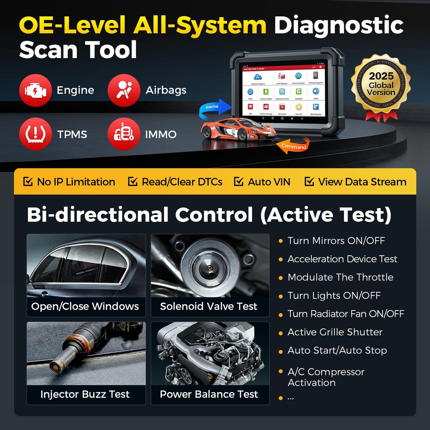 LAUNCH X431 PRO DYNO 2025 Scan Tool - ECU Coding & 38+ Services