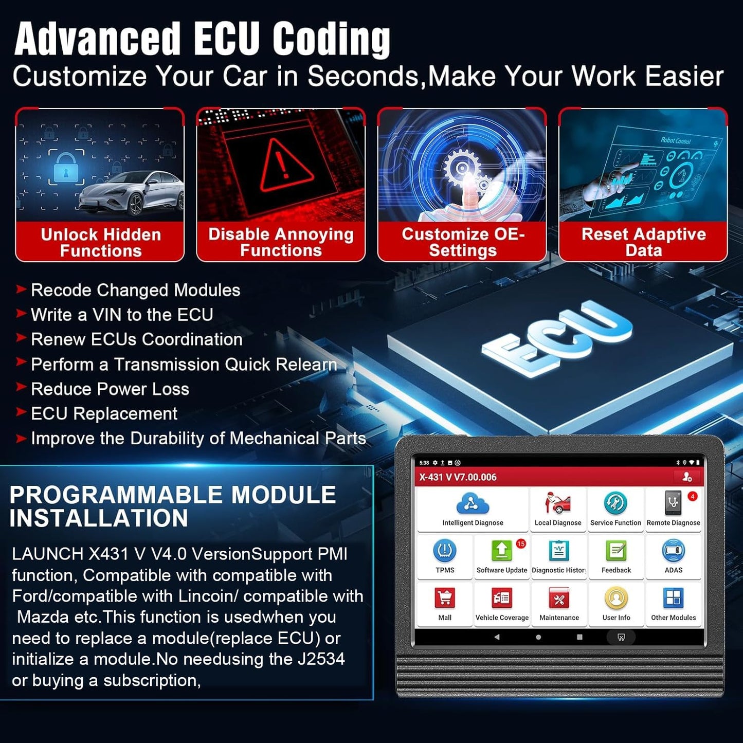 LAUNCH X431 PRO V 4.0 Elite – 2025 Full OBD1 & OBD2 Bidirectional Scanner