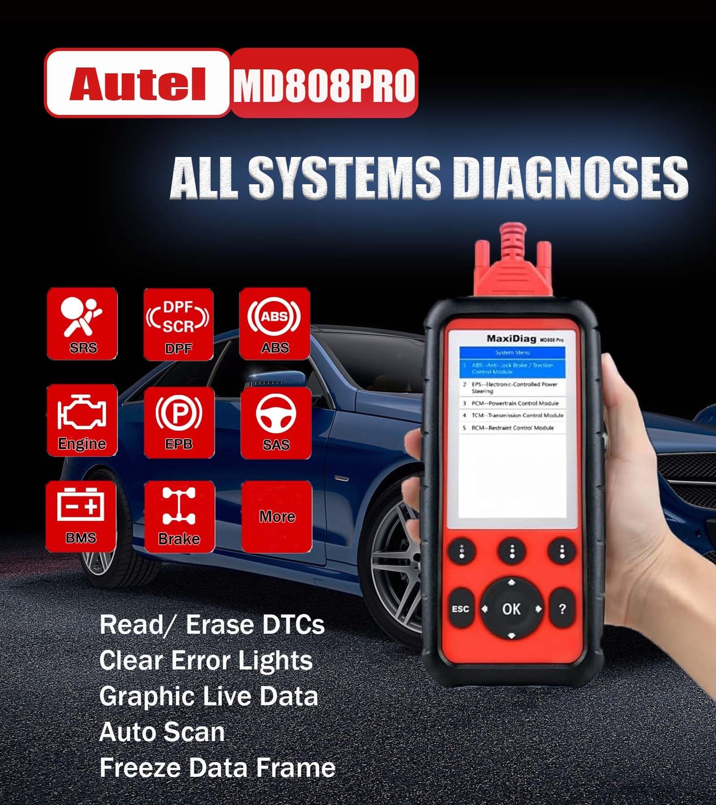 Autel MD808 Pro OBD2 Scanner All-System Diagnostic Tool
